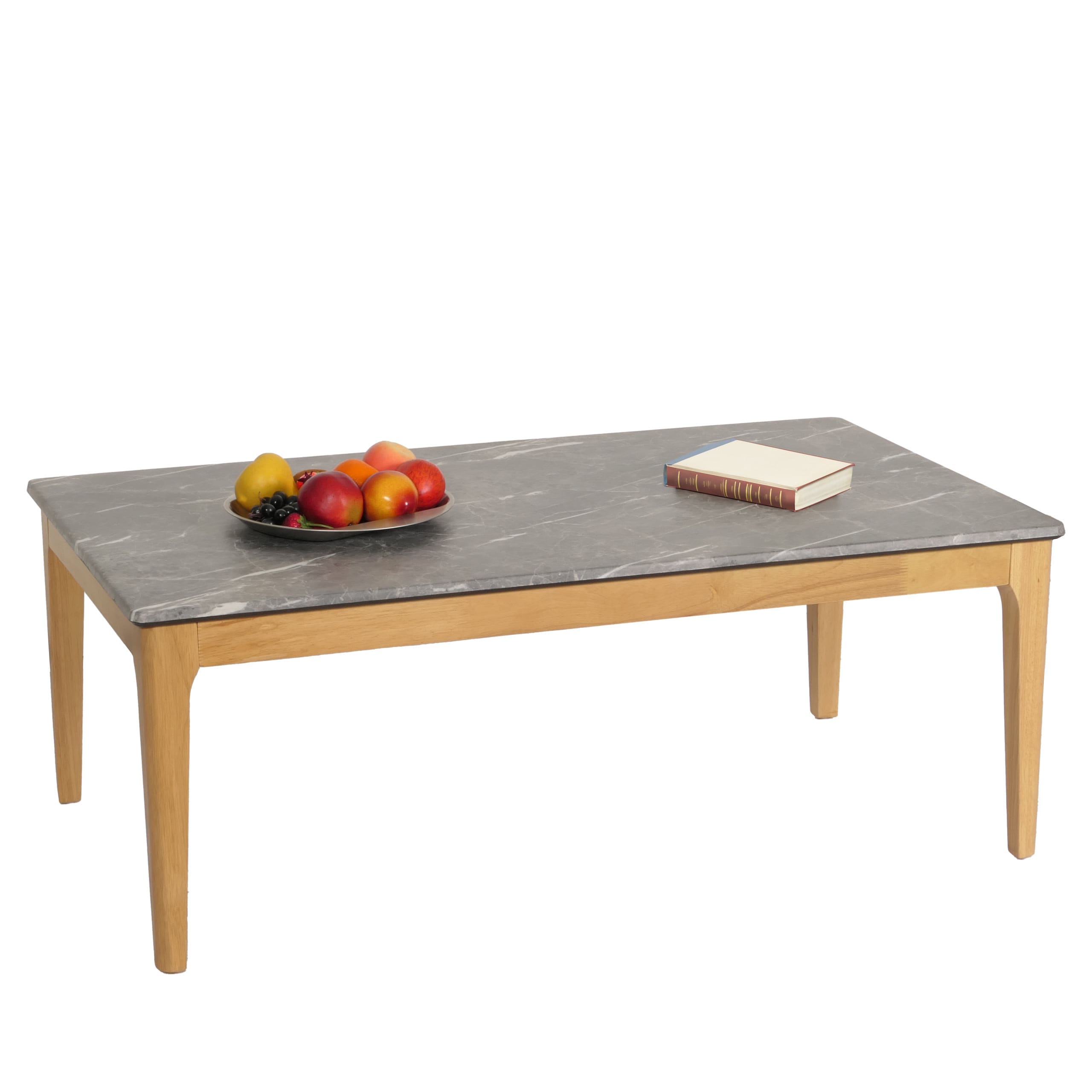 Couchtisch MCW-M55, Beistelltisch Sofatisch, Massiv-Holz HDF Laminat Melamin 46x120x70cm, Marmor/Stein-Optik helle Beine - Bild 1