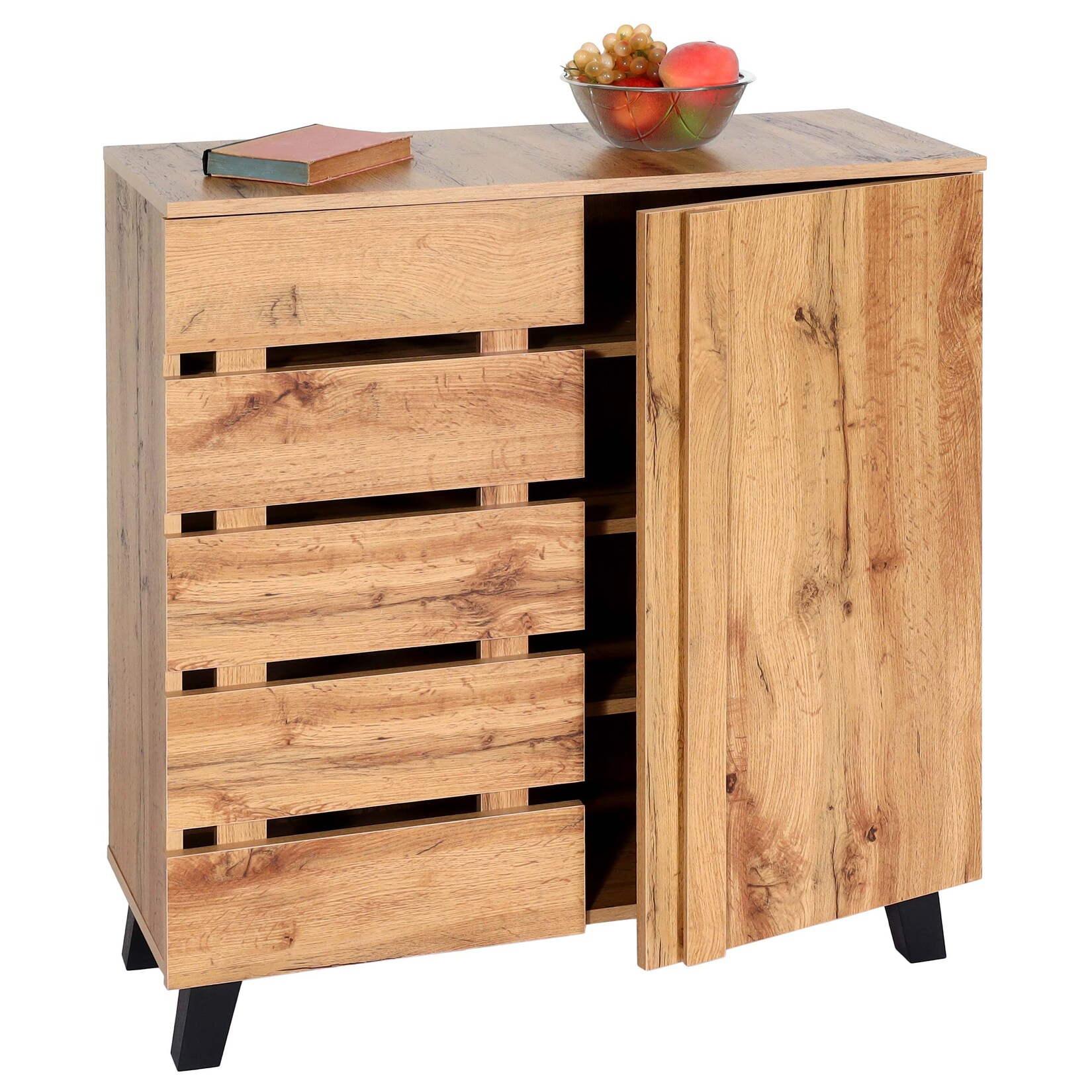 Kommode MCW-M46, Schrank Sideboard Anrichte Highboard, 2 Türen 88x80x34cm, naturfarben