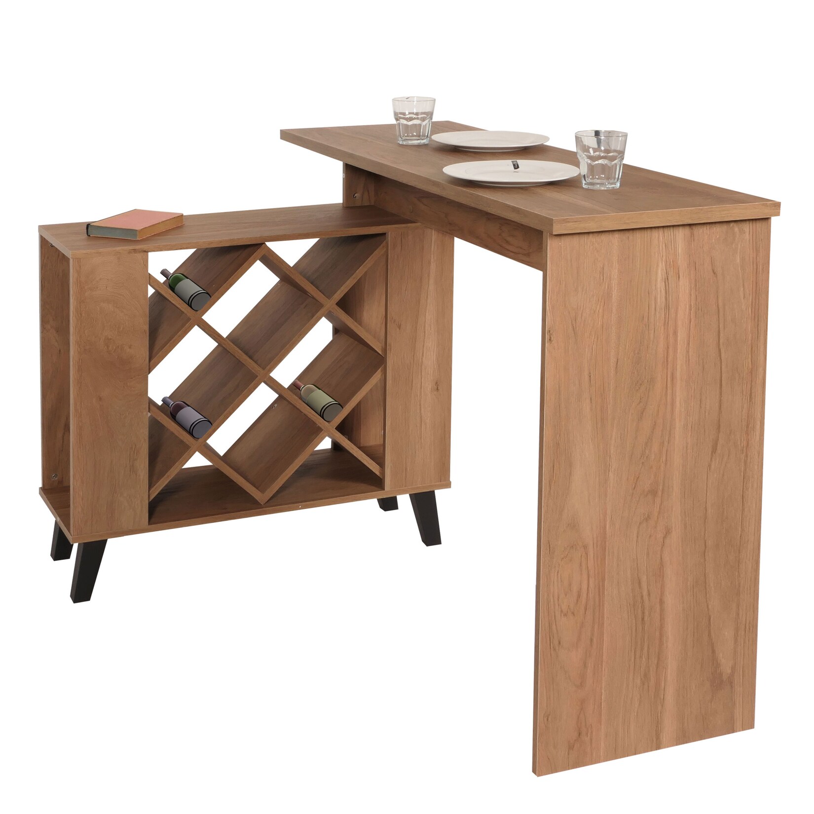 Bartisch MCW-M45, Stehtisch Thekentisch Weinregal Weinschrank, Staufächer 93x120x98cm, braun | 04057651633831
