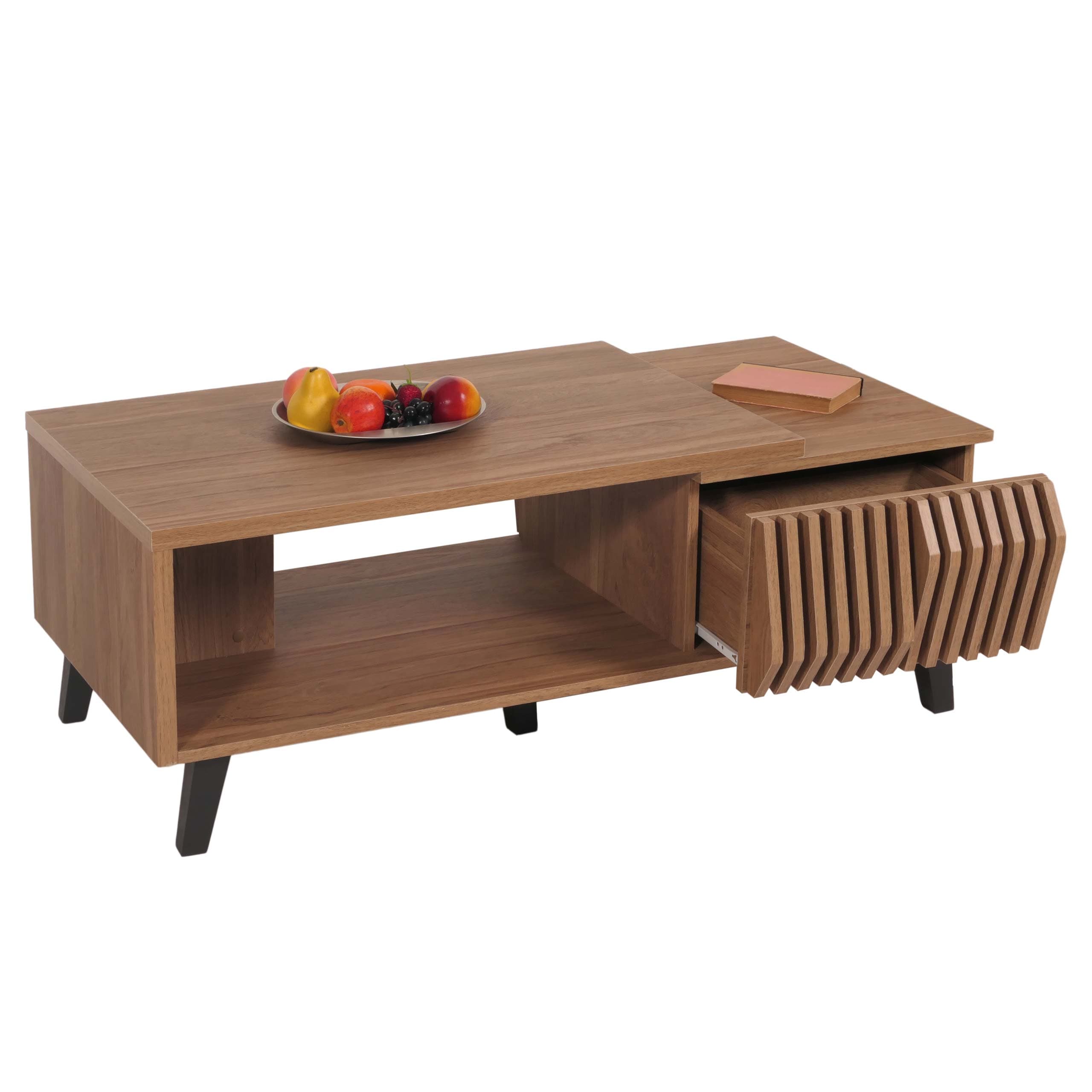 Couchtisch MCW-M45, Wohnzimmertisch Beistelltisch Sofatisch, 3D-Design Schubladen 44x120x65cm, braun - Bild 1