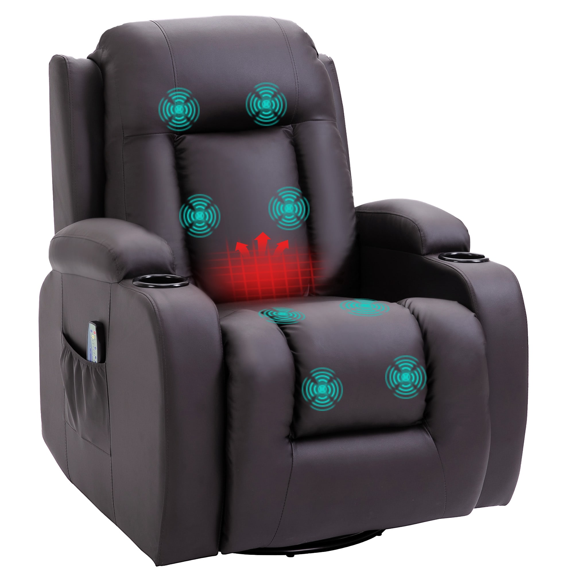 HOMCOM Massagesessel Kunstleder, Schaumstoff, Stahl, Kunststoff - Bild 1