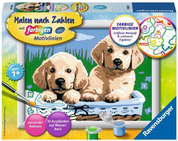 Paket Malen nach Zahlen Serie E (S&uuml;&szlig;e Hundewelpen) - Bild 1