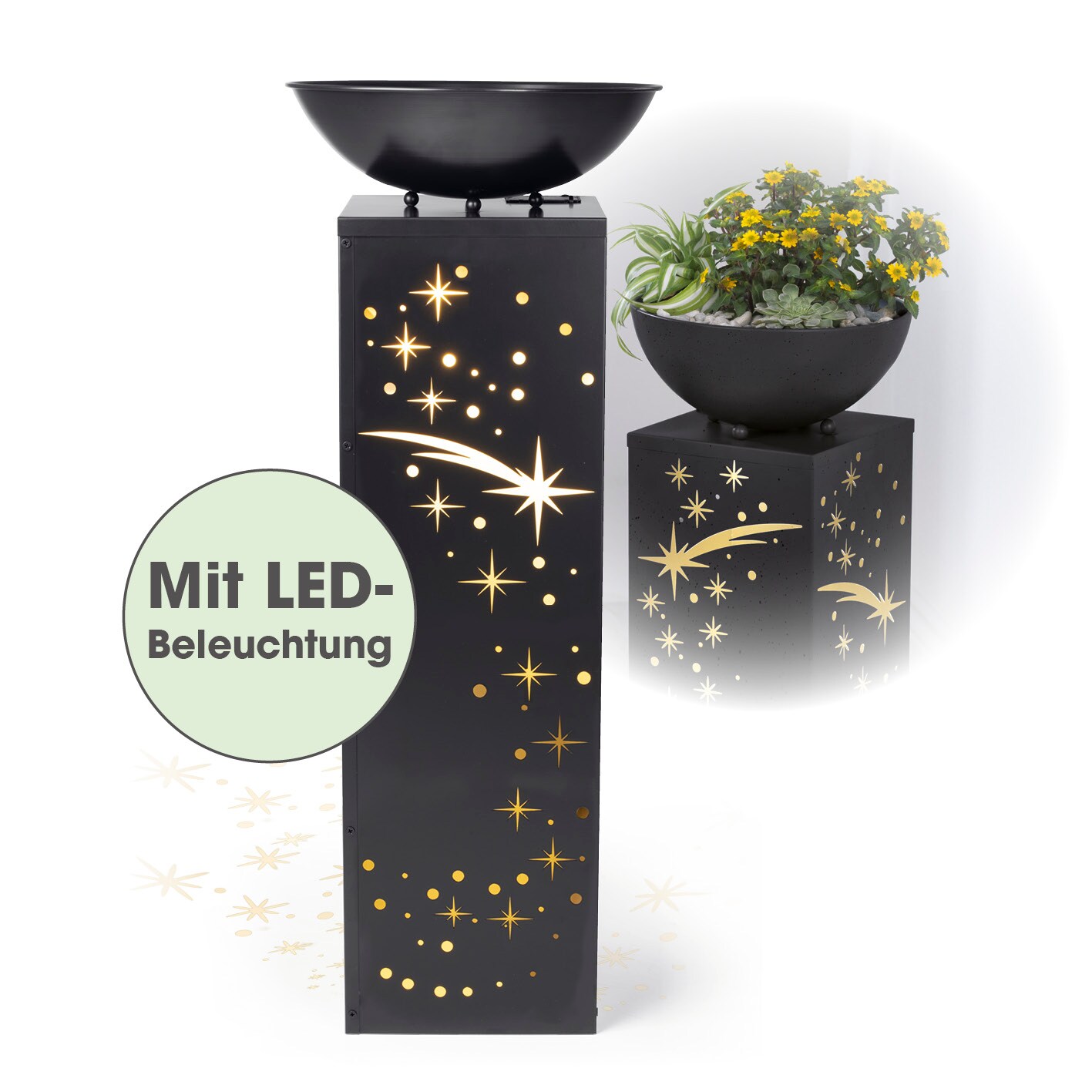 LED-Dekosäule Anthrazit-Optik Sternschnuppe 87cm