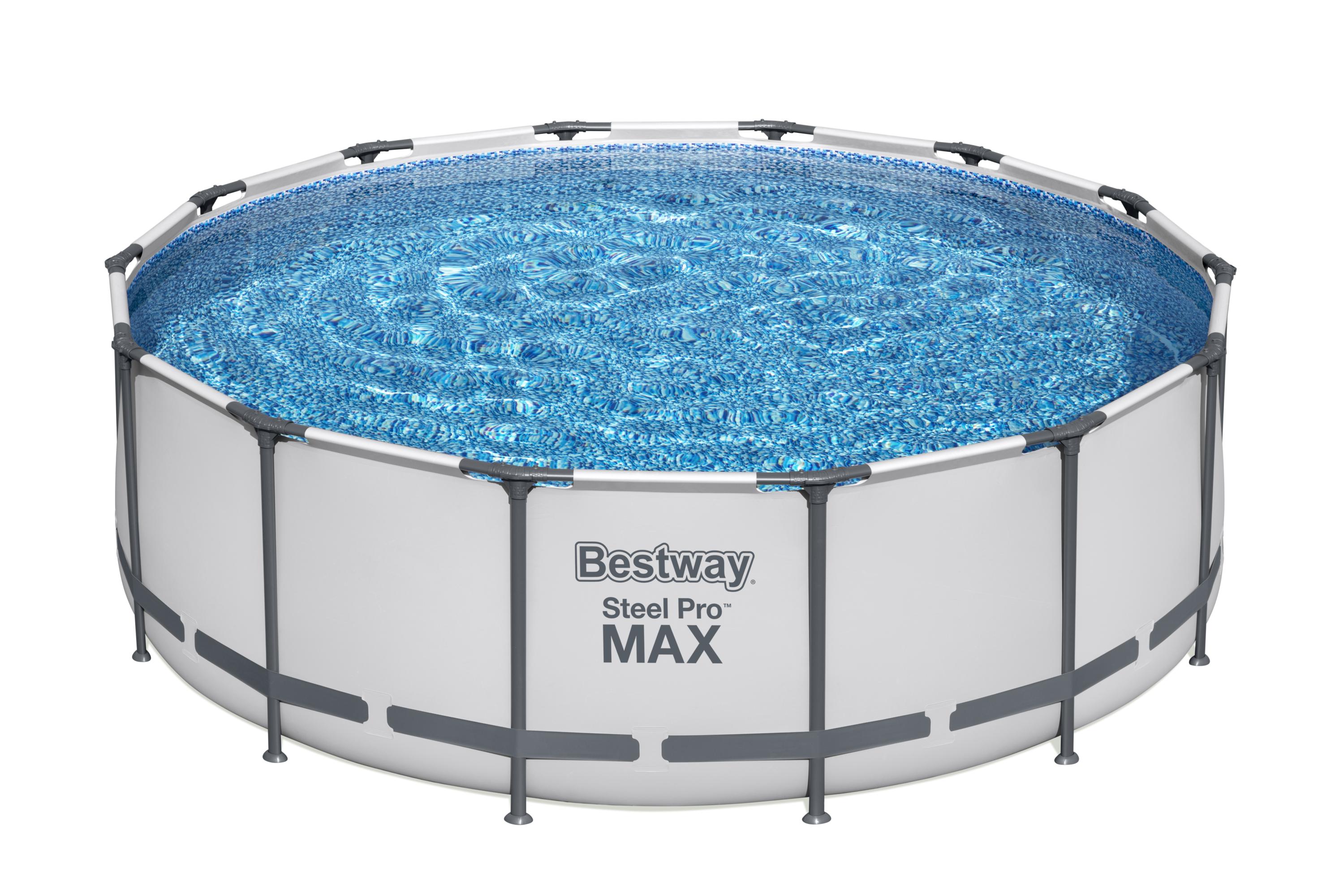 Bestway&reg; Steel Pro MAX&trade; Frame Pool Komplett-Set mit Filterpumpe &Oslash; 427 x 122 cm, lichtgrau, rund - Bild 1