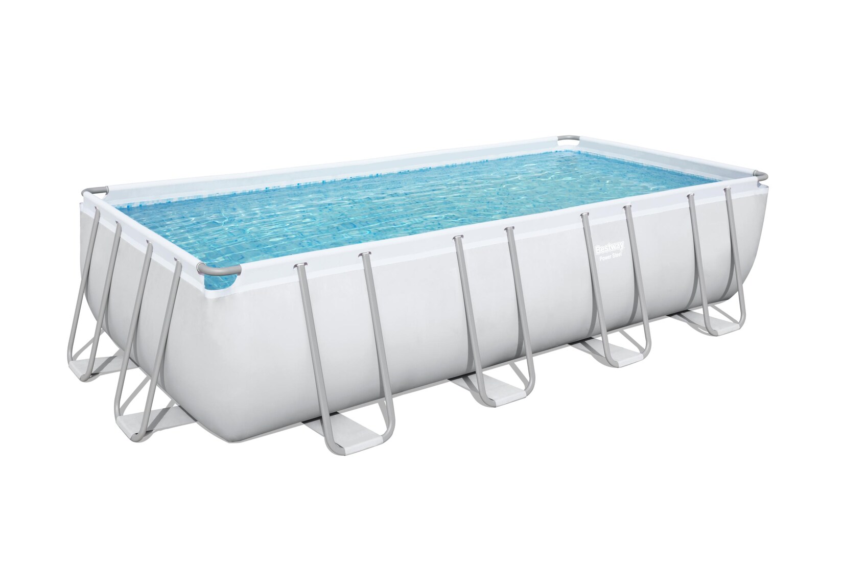 Bestway® Power Steel™ Frame Pool Komplett-Set mit Filterpumpe 549 x 274 x 122 cm , lichtgrau, eckig | 06942138987164