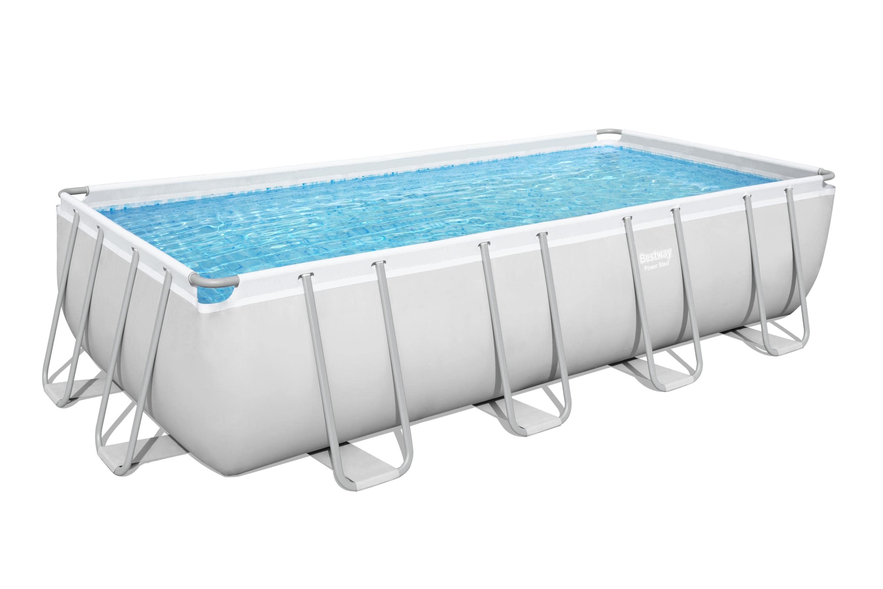 Bestway&reg; Power Steel&trade; Frame Pool Komplett-Set mit Sandfilteranlage 488 x 244 x 122 cm, lichtgrau, eckig - Bild 1