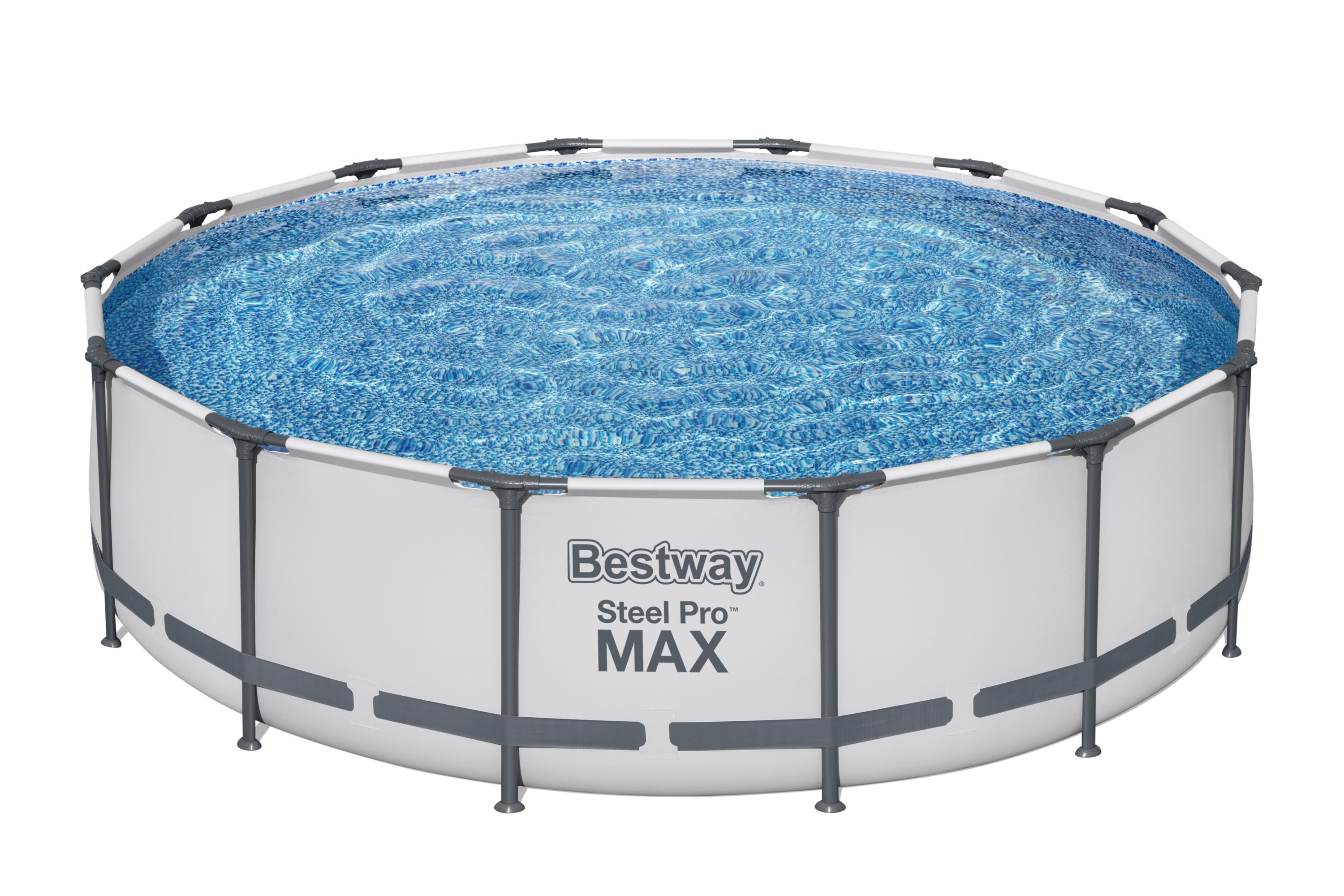 Bestway&reg; Steel Pro MAX&trade; Frame Pool Komplett-Set mit Filterpumpe &Oslash; 427 x 107 cm, lichtgrau, rund - Bild 1