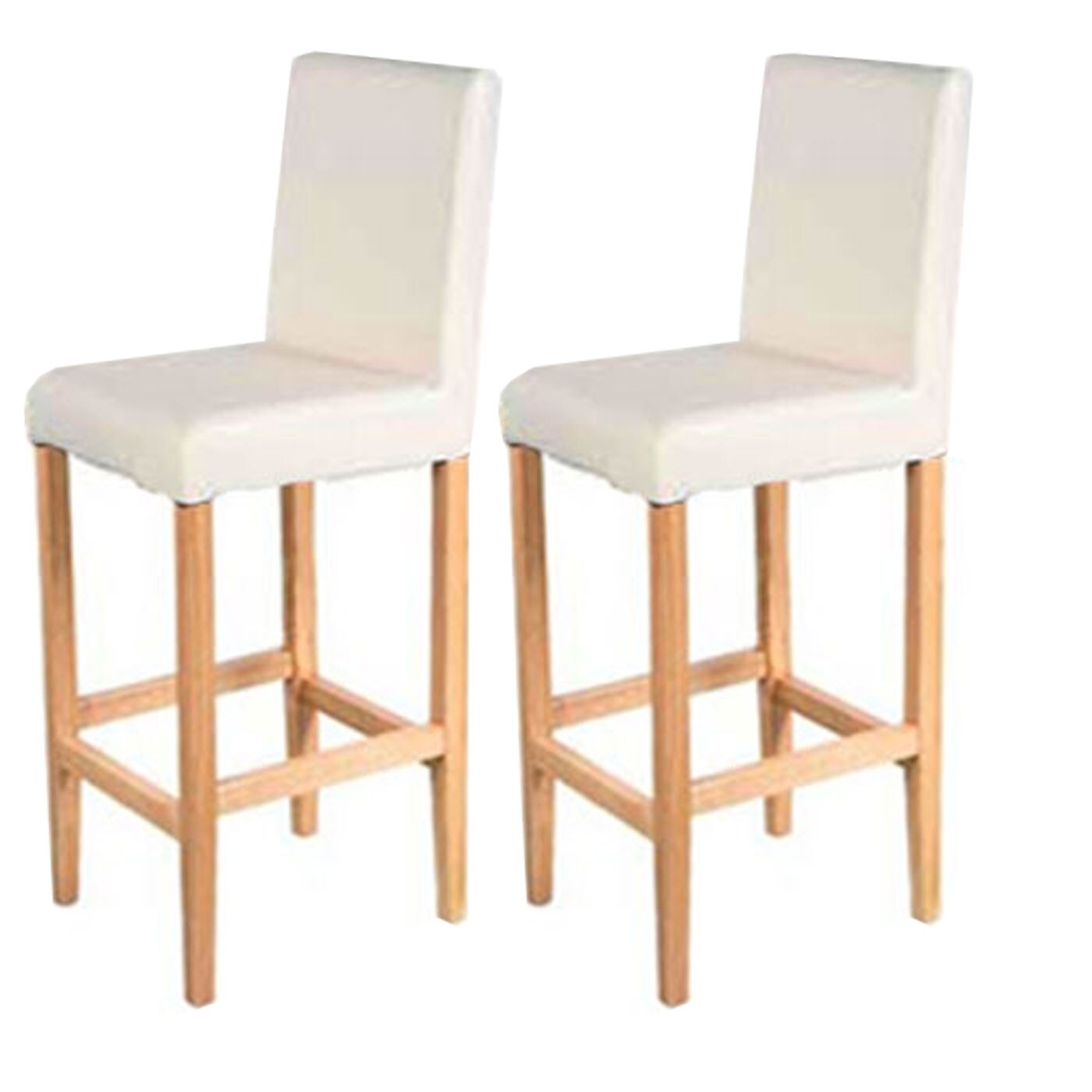2er-Set Barhocker Vicenza, Barstuhl Tresenhocker, Holz+LEDER ~ creme, helle Beine - Bild 1