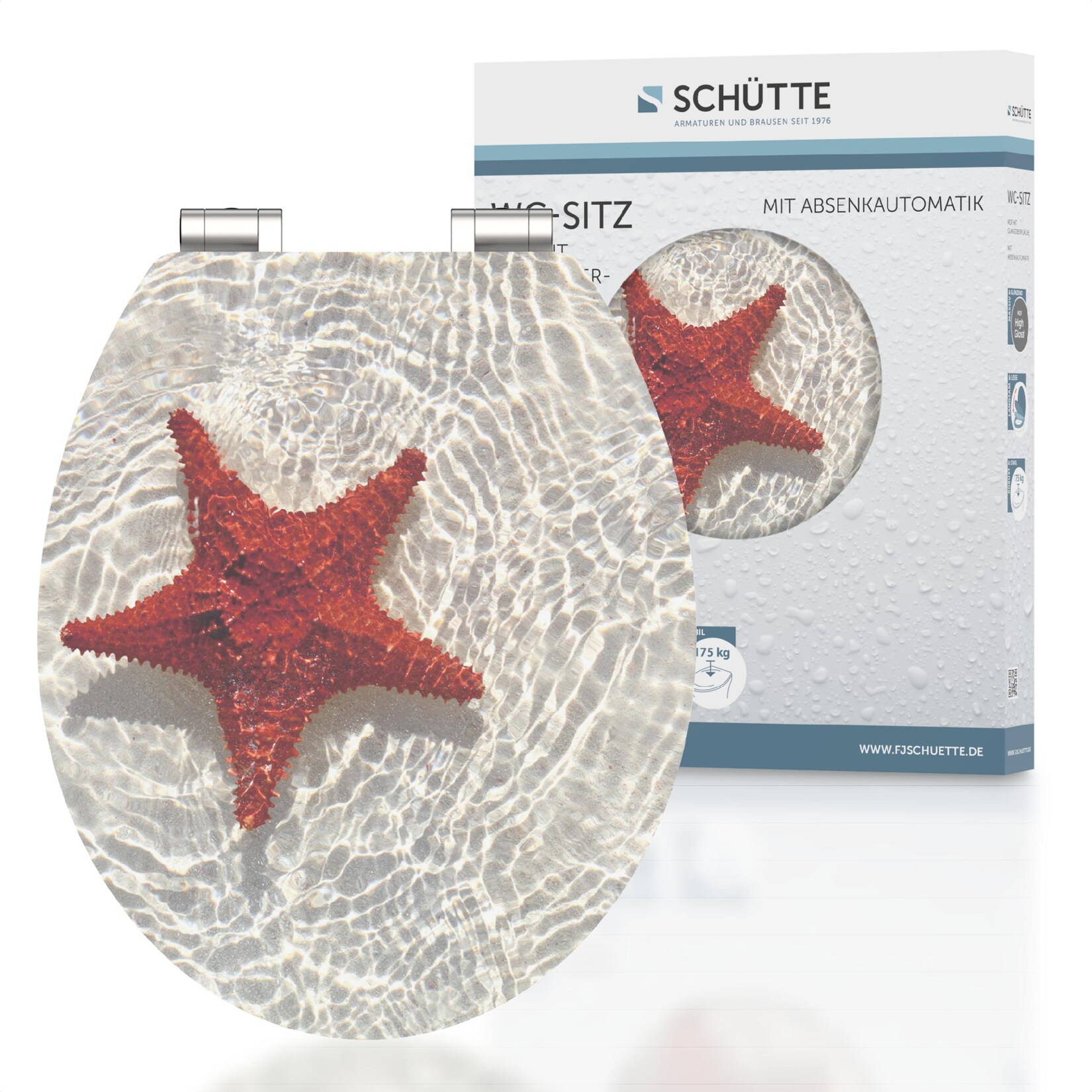 SCHÜTTE Siège Brillant avec Fermeture en Douceur RED STARFISH MDF Cuvette