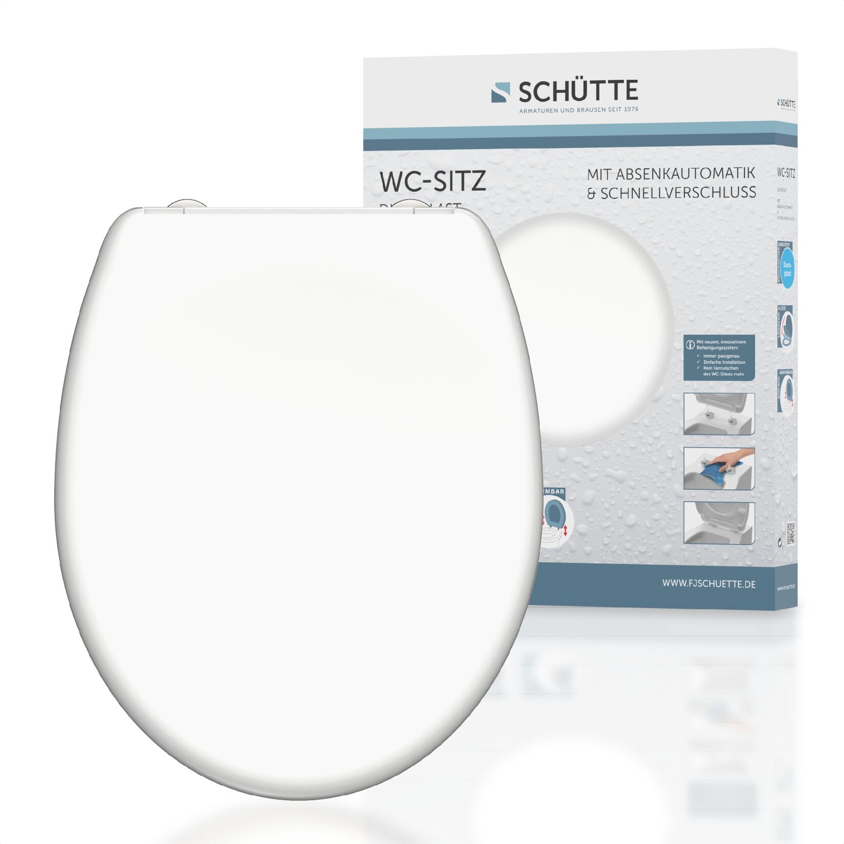 SCHÜTTE Duroplast WC-Sitz WHITE, mit Absenkautomatik und Schnellverschluss | 04008431823003