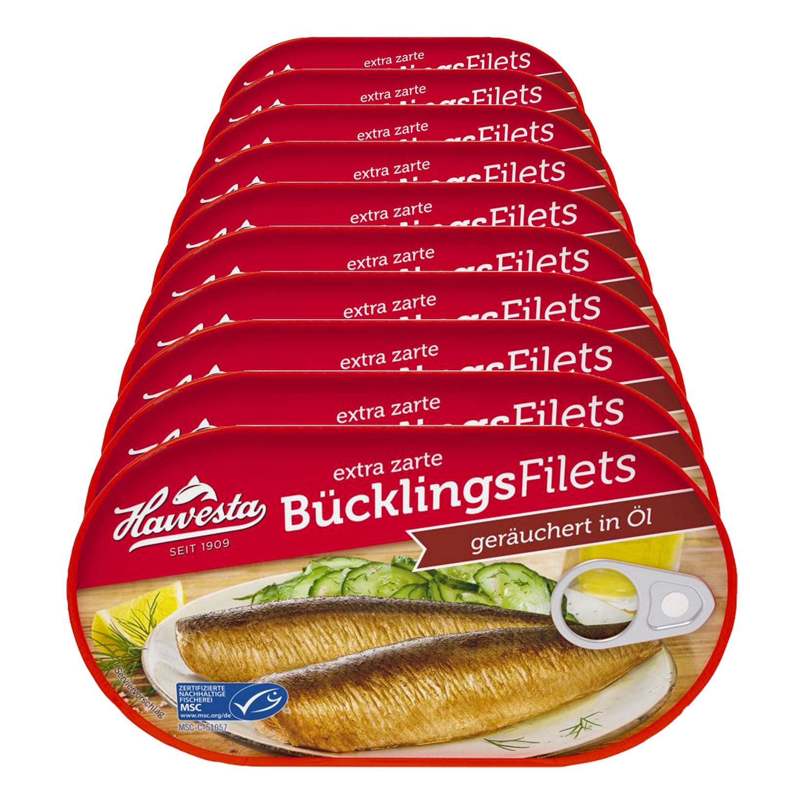 MSC B&uuml;cklingsfilets ger&auml;uchert in &Ouml;l 190 g Abtropfgewicht, 10er Pack - Bild 1