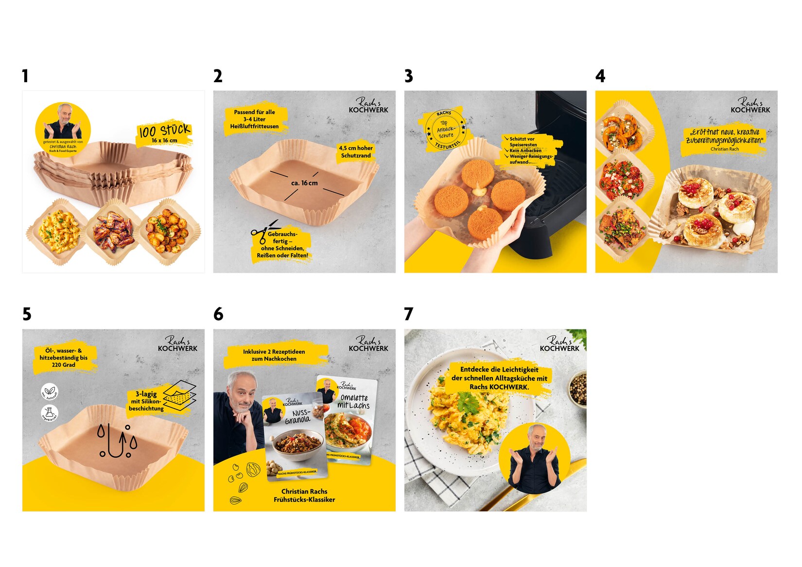 Rachs KOCHWERK Backpapier Schalen für Heißluft-Fritteusen 100er-Set