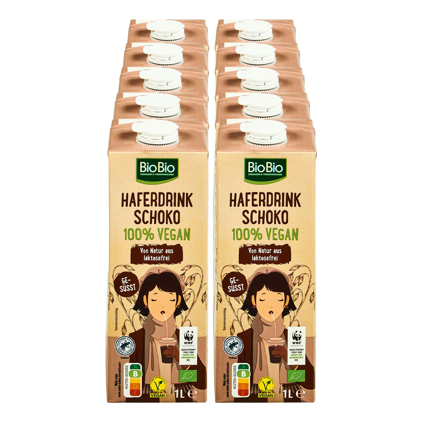 BioBio Haferdrink Schoko 1 Liter, 10er Pack - Bild 1