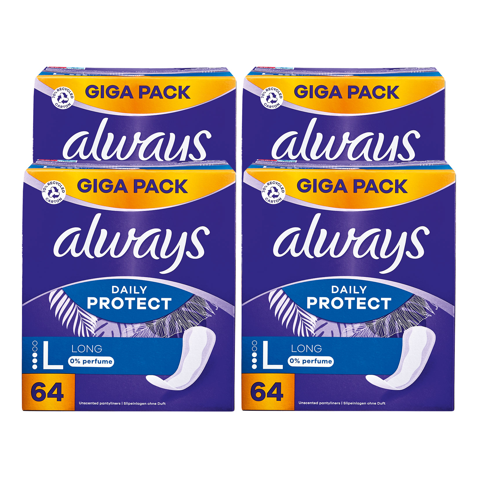 Always Slipeinlagen Daily Protect GigaPack Long 64 St&uuml;ck, 4er Pack - Bild 1