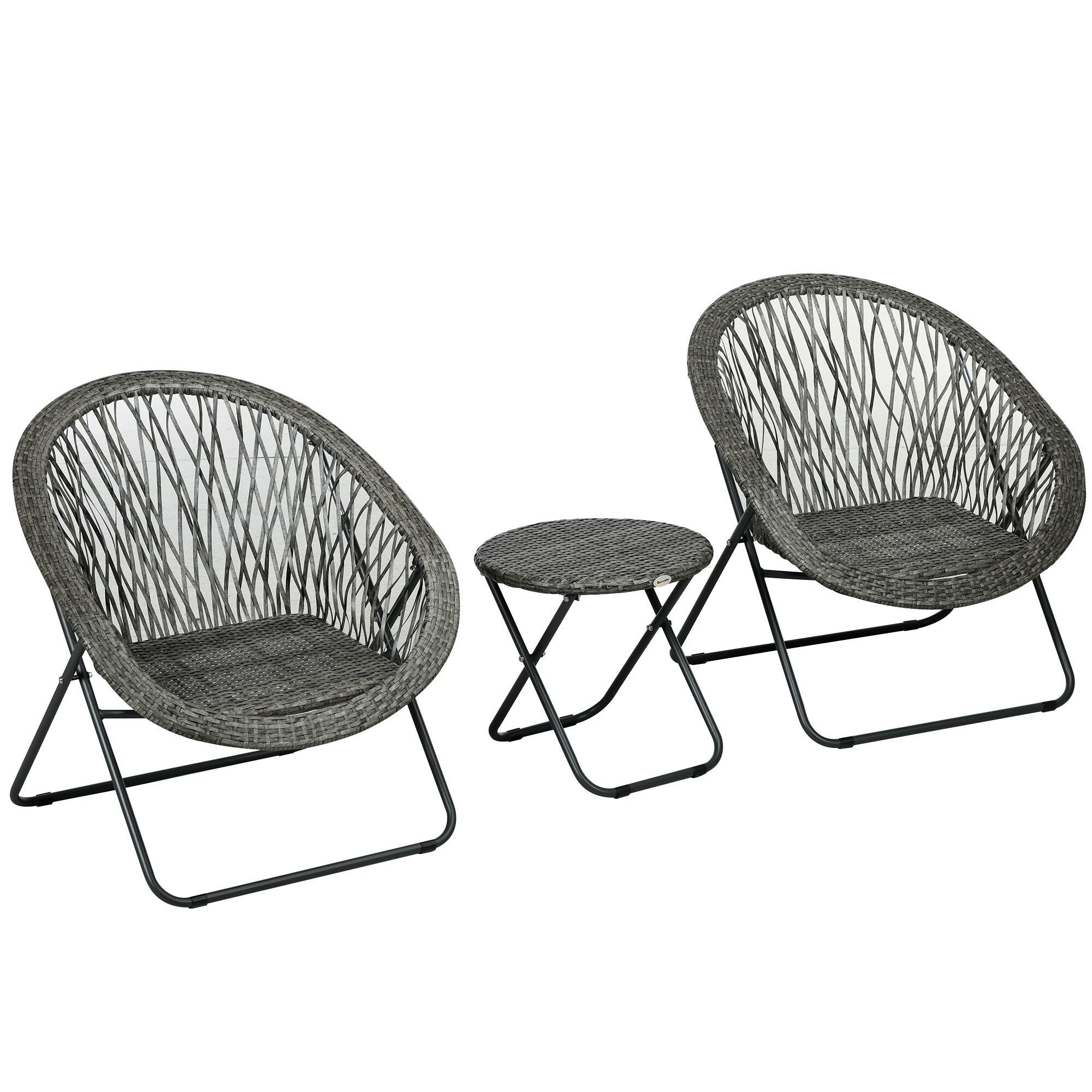 Outsunny Rattan Bistro Set Stahl, PE Rattan - Bild 1