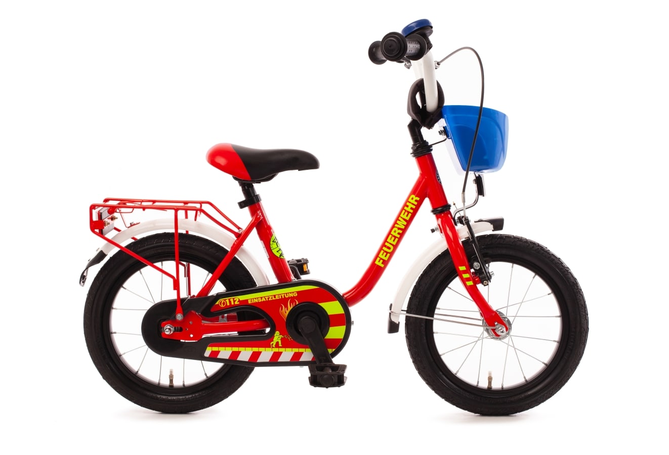 14" "Feuerwehr" Kinderfahrrad feuerrot/wei&szlig;/gelb - Bild 1
