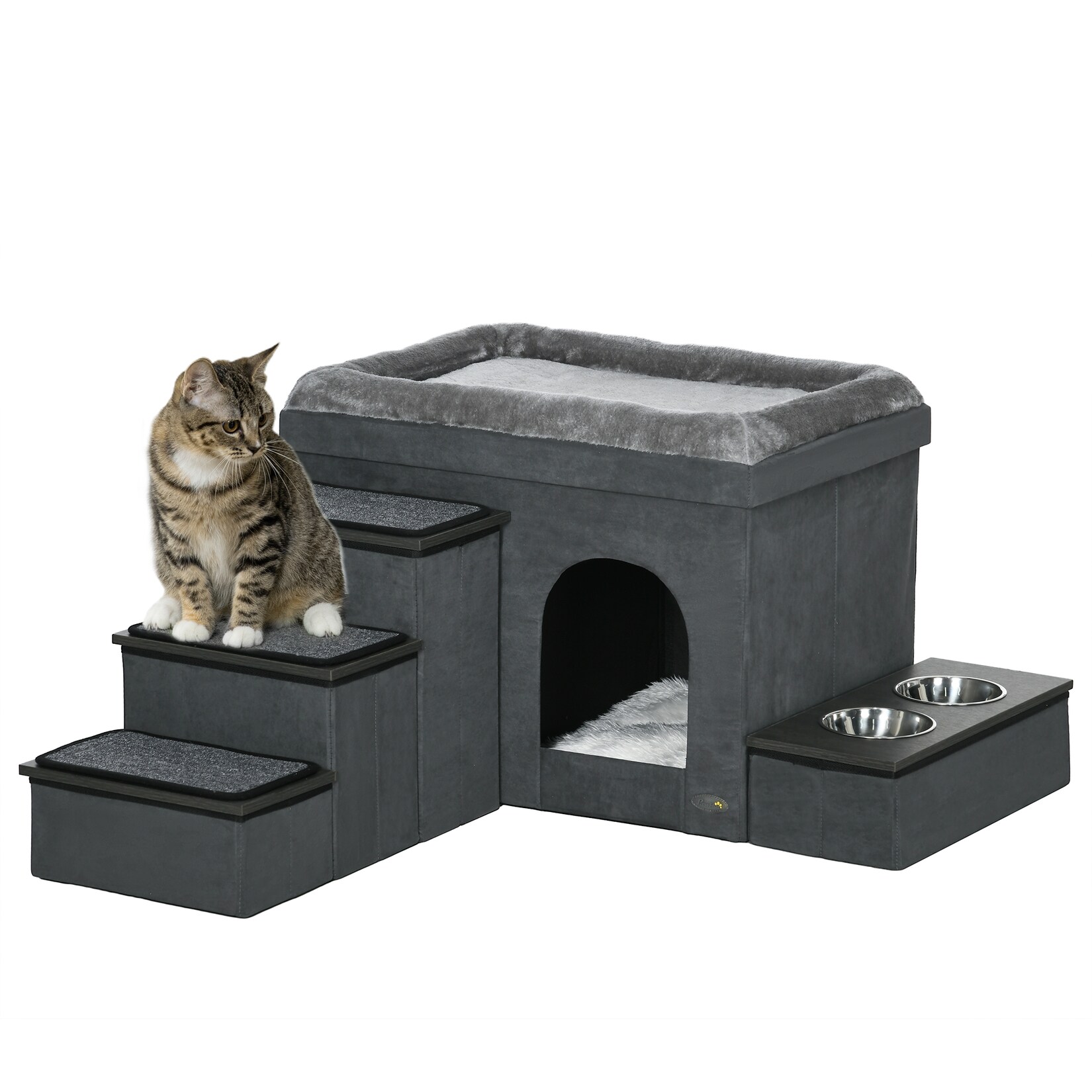 PawHut Katzenhütte Spanplatte, Polyester | 04255633550330