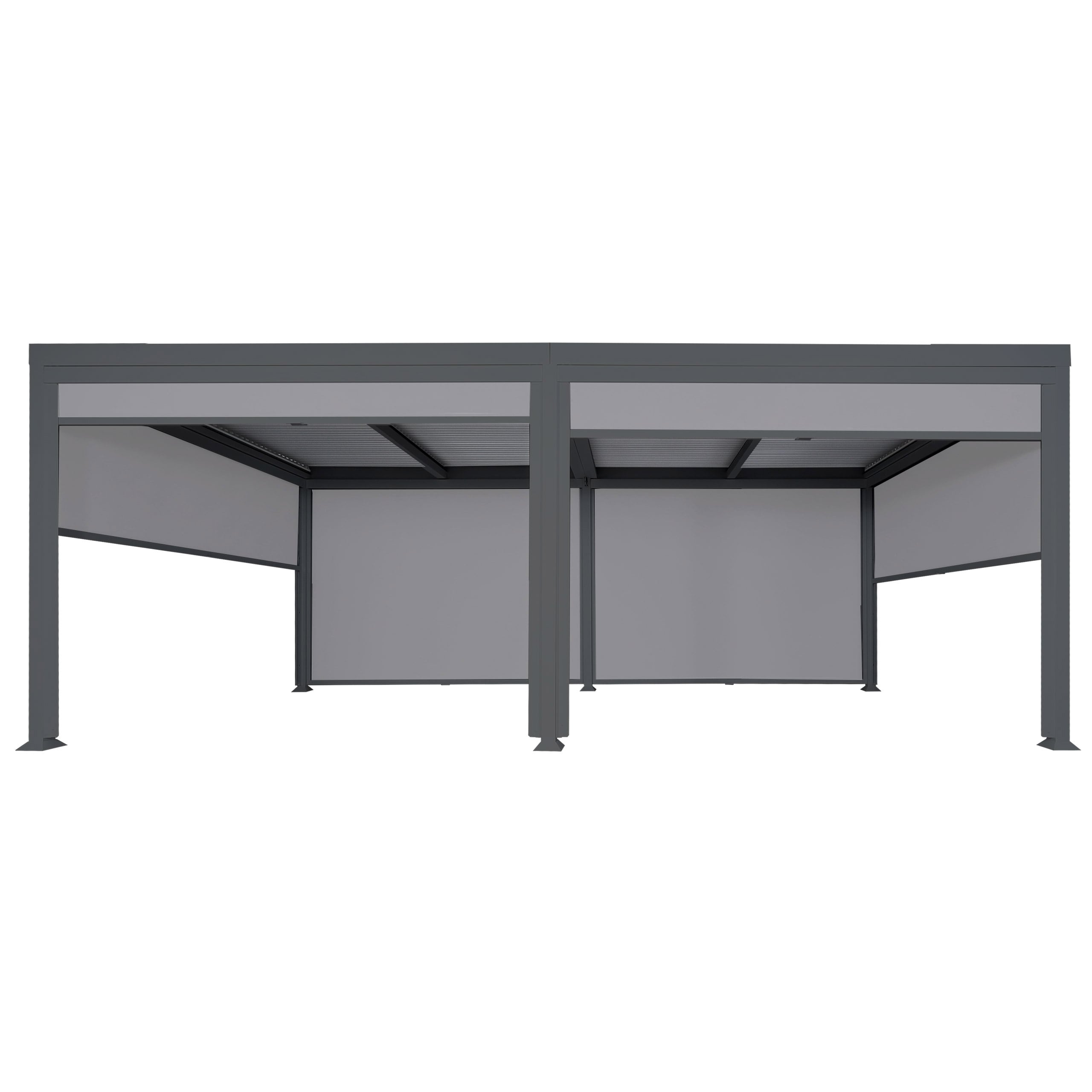 Alu Pergola MCW-L41 mit 6x Seitenwand, Lamellen-Pavillon, stabiles 8cm-Metall-Gestell 3x6m ~ anthrazit - Bild 1