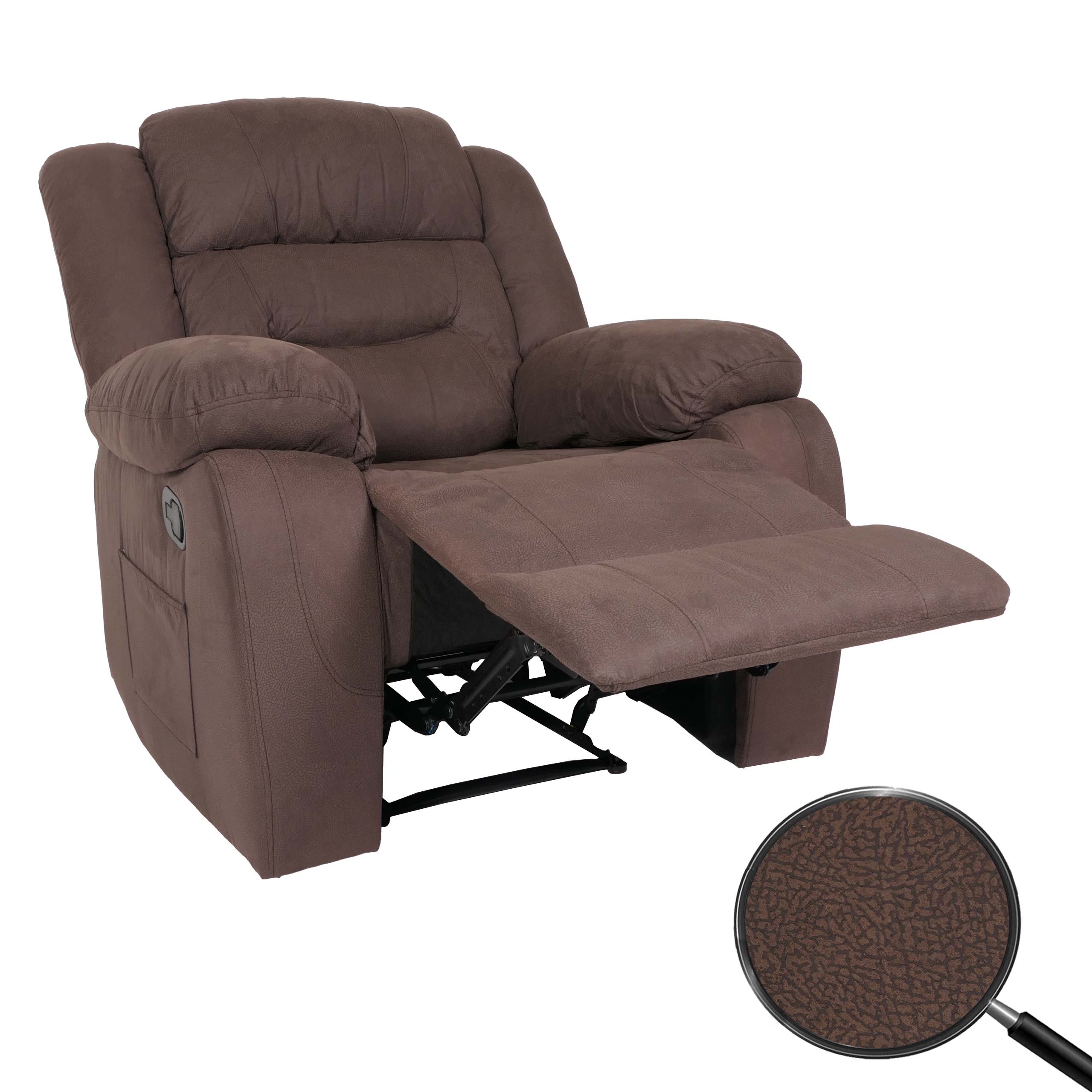 Fernsehsessel MCW-J57, XXL Relaxsessel TV-Liegesessel Nosagfederung Wildleder-Optik Stoff/Textil bis 200kg ~ braun - Bild 1