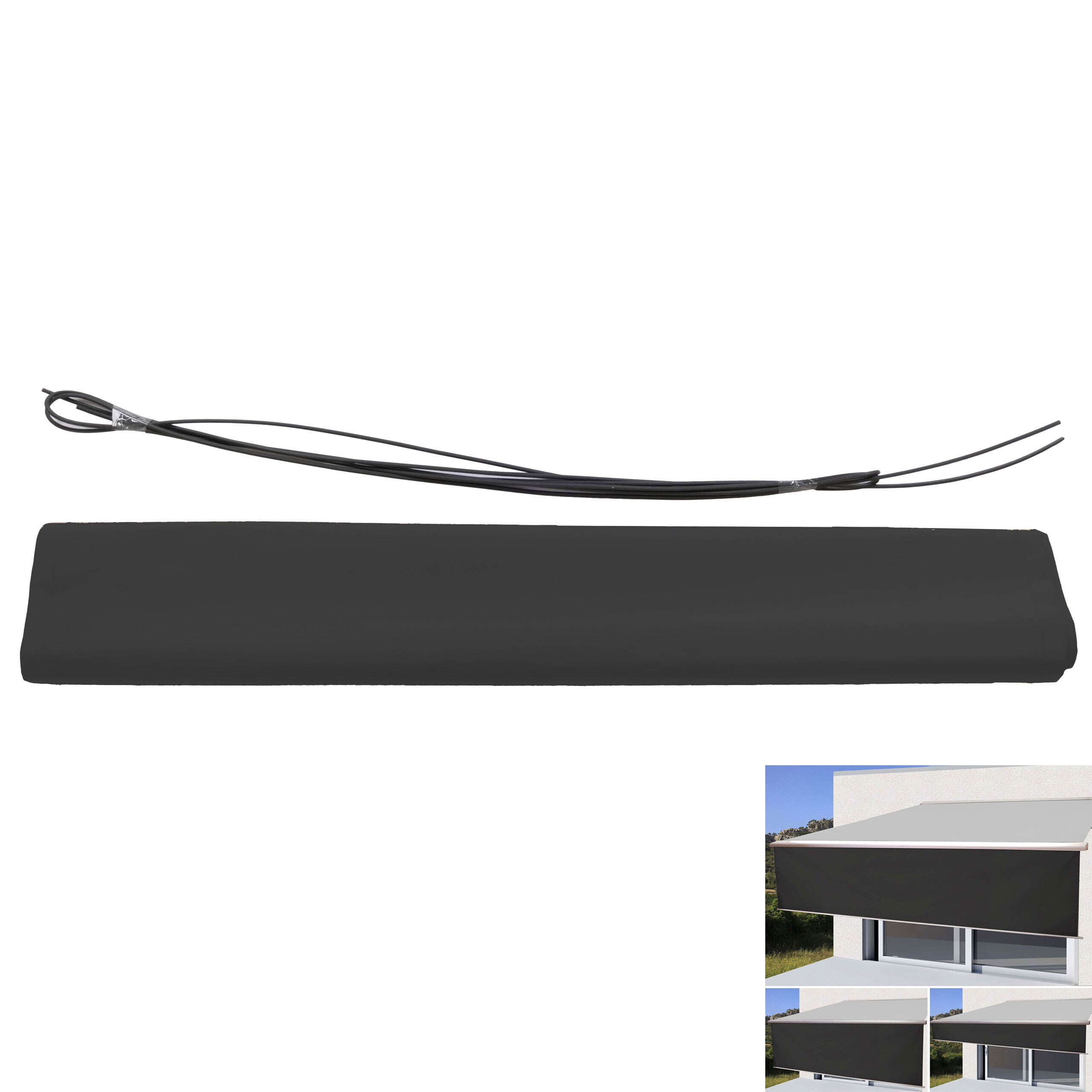 Volant f&uuml;r elektrische Vollkassetten-Markise T124, 4,5x3m ausfahrbarer Volant Polyester ~ anthrazit - Bild 1