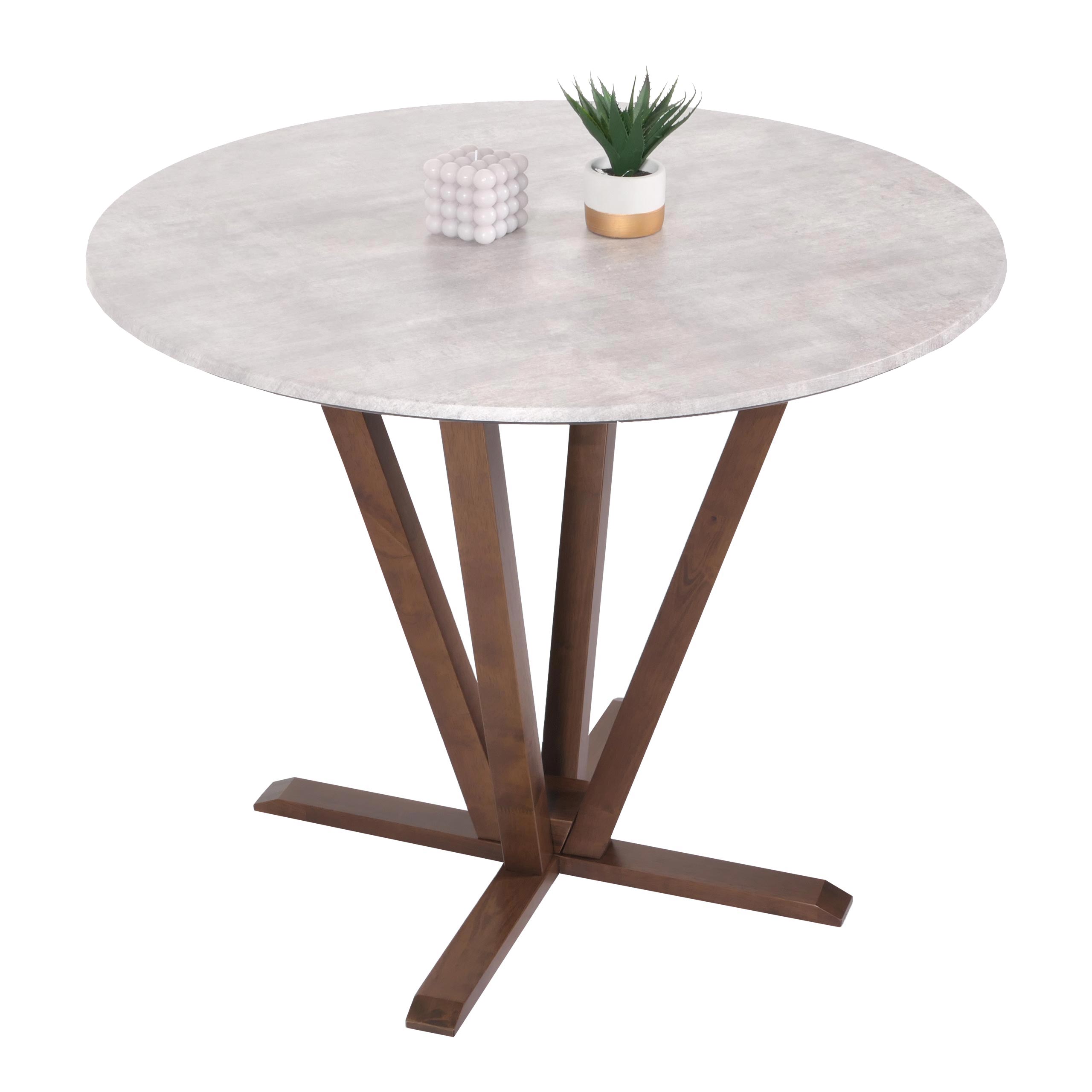 Bistrotisch MCW-M56, Tisch Esstisch, Massiv-Holz HPL Laminat Melamin &Oslash;92cm, Beton-Optik, braunes Gestell - Bild 1