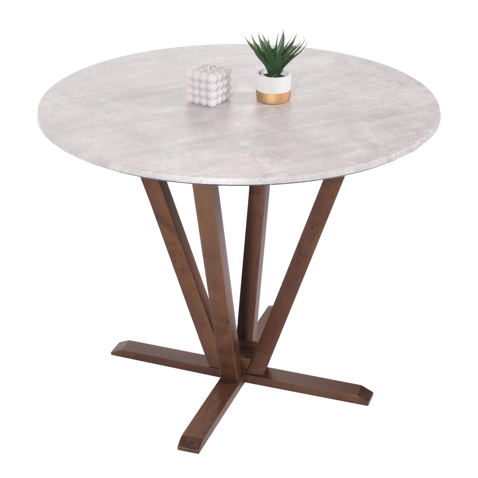 Bistrotisch MCW-M56, Tisch Esstisch, Massiv-Holz HPL Laminat Melamin Ø92cm, Beton-Optik, braunes Gestell | 04057651640488