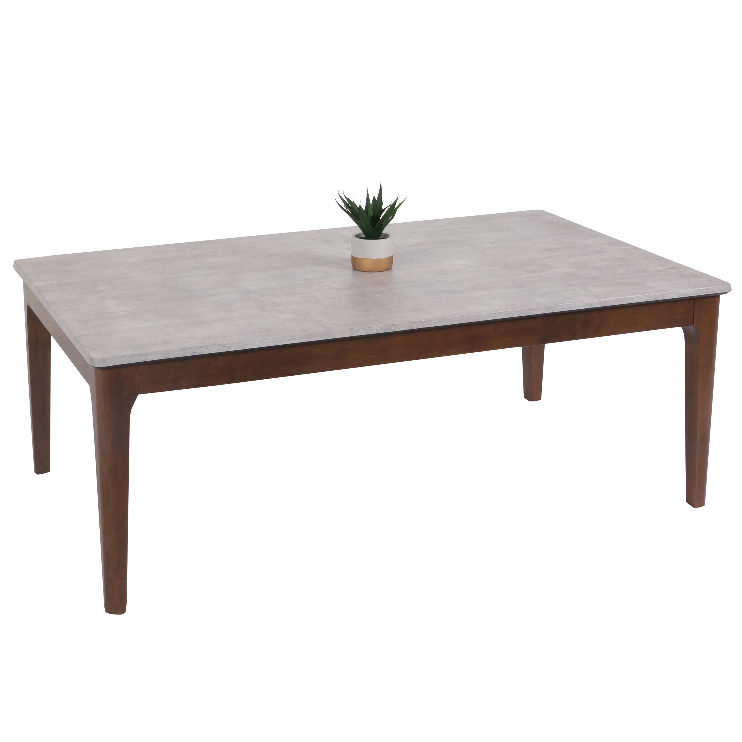 Couchtisch MCW-M55, Beistelltisch Sofatisch Massiv-Holz HDF Laminat Melamin 46x120x70cm Beton-Optik braune Beine - Bild 1
