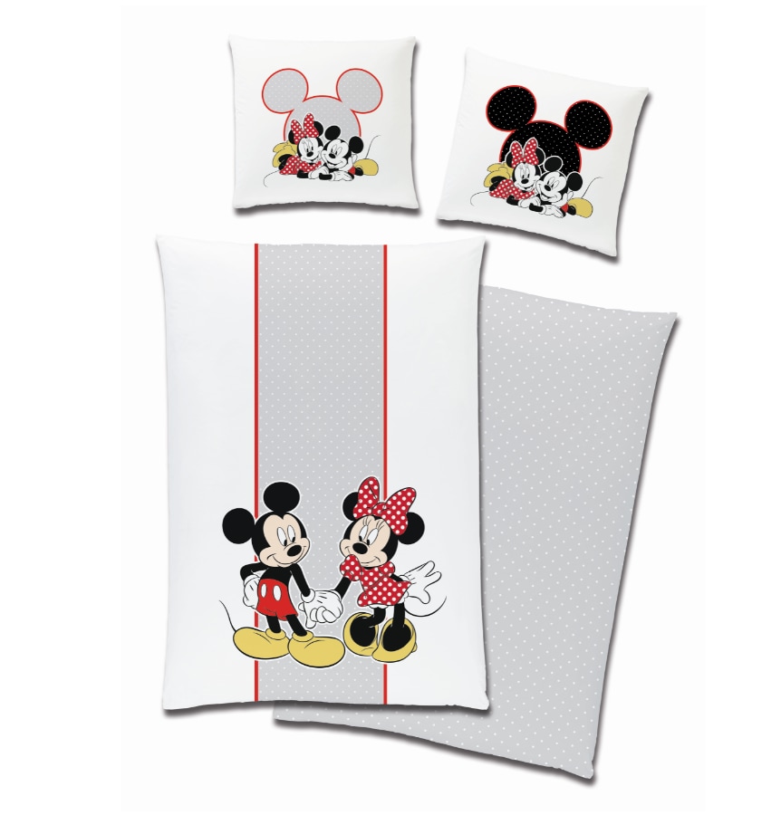 Tex Idea Lizenz Bettw&auml;sche Disney Mickey Mouse + Minnie Mouse - versch. Farben - Mickey+Minnie wei&szlig; - Bild 1