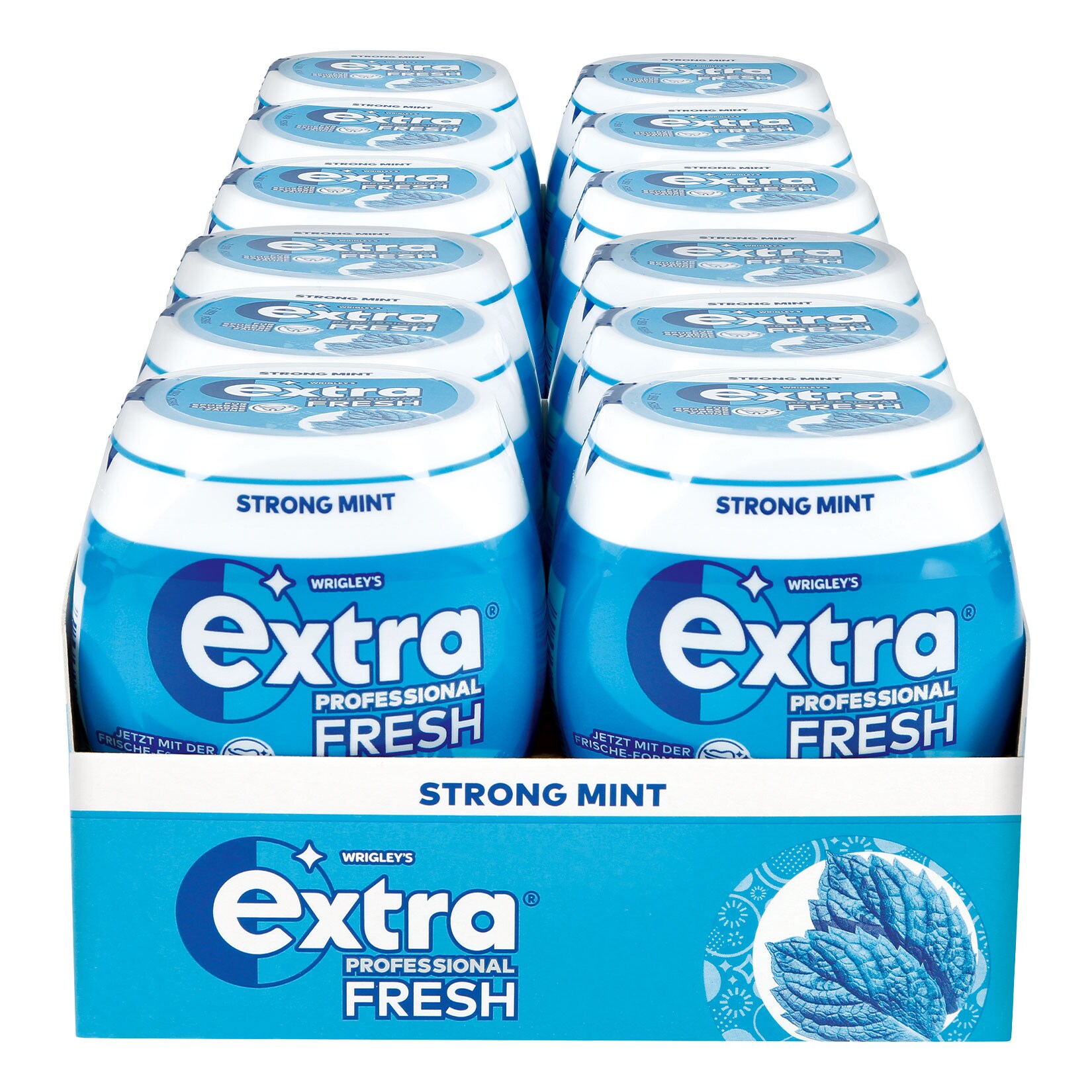 Wrigley’s Extra Fresh Strong Mint zuckerfrei Dose 50 Stück, 12er Pack | 04009900544269