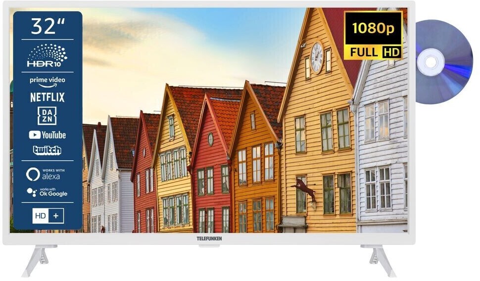 Telefunken XF32SN550SD-W 32 Zoll Fernseher/Smart TV (Full HD, HDR, Triple-Tuner, DVD-Player) - Inkl. 6 Monate HD+ - Bild 1