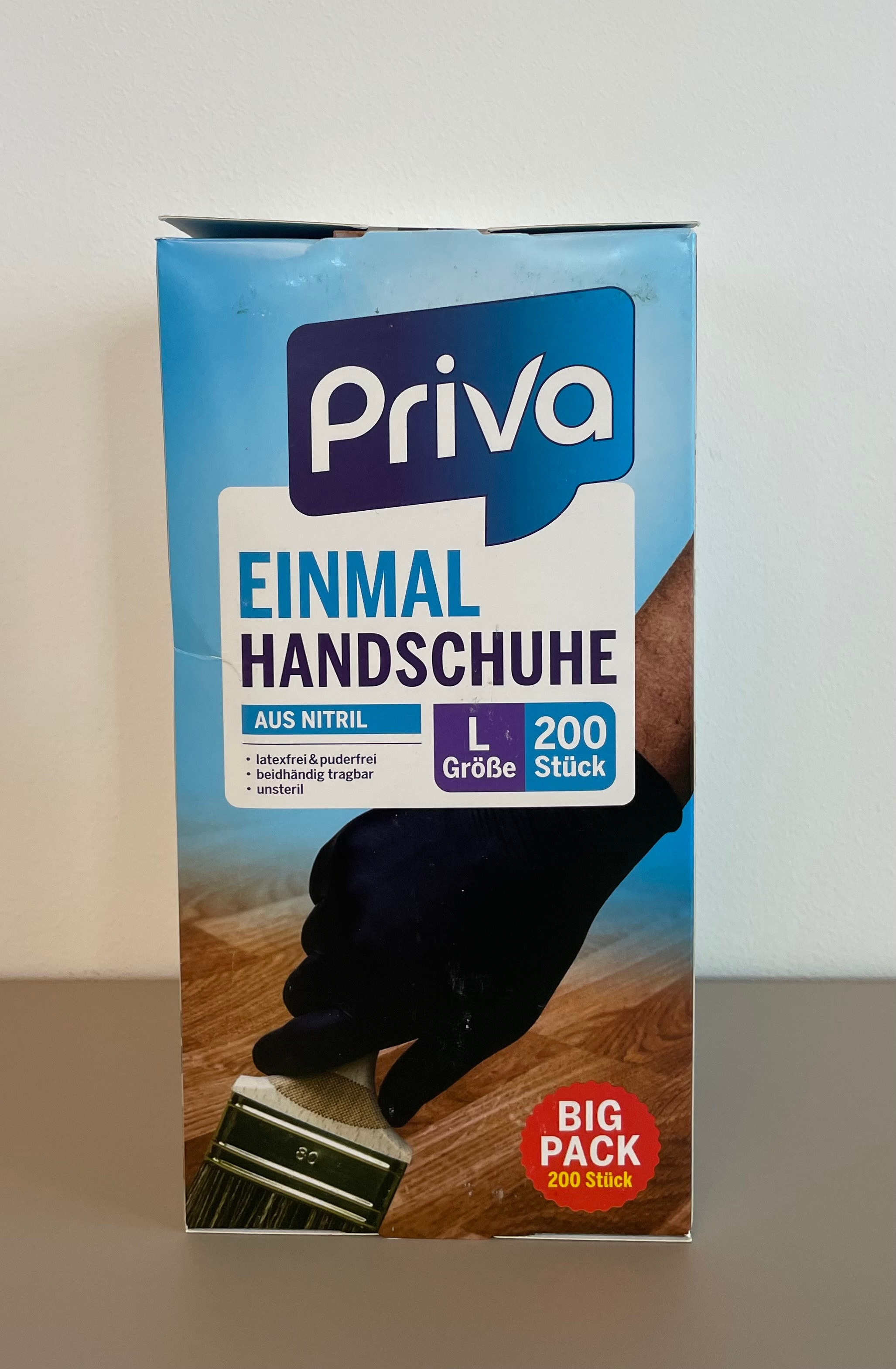 Priva Einmalhandschuhe Nitril schwarz 200er Gr. L - versch. Ausf&uuml;hrungen - Bild 1