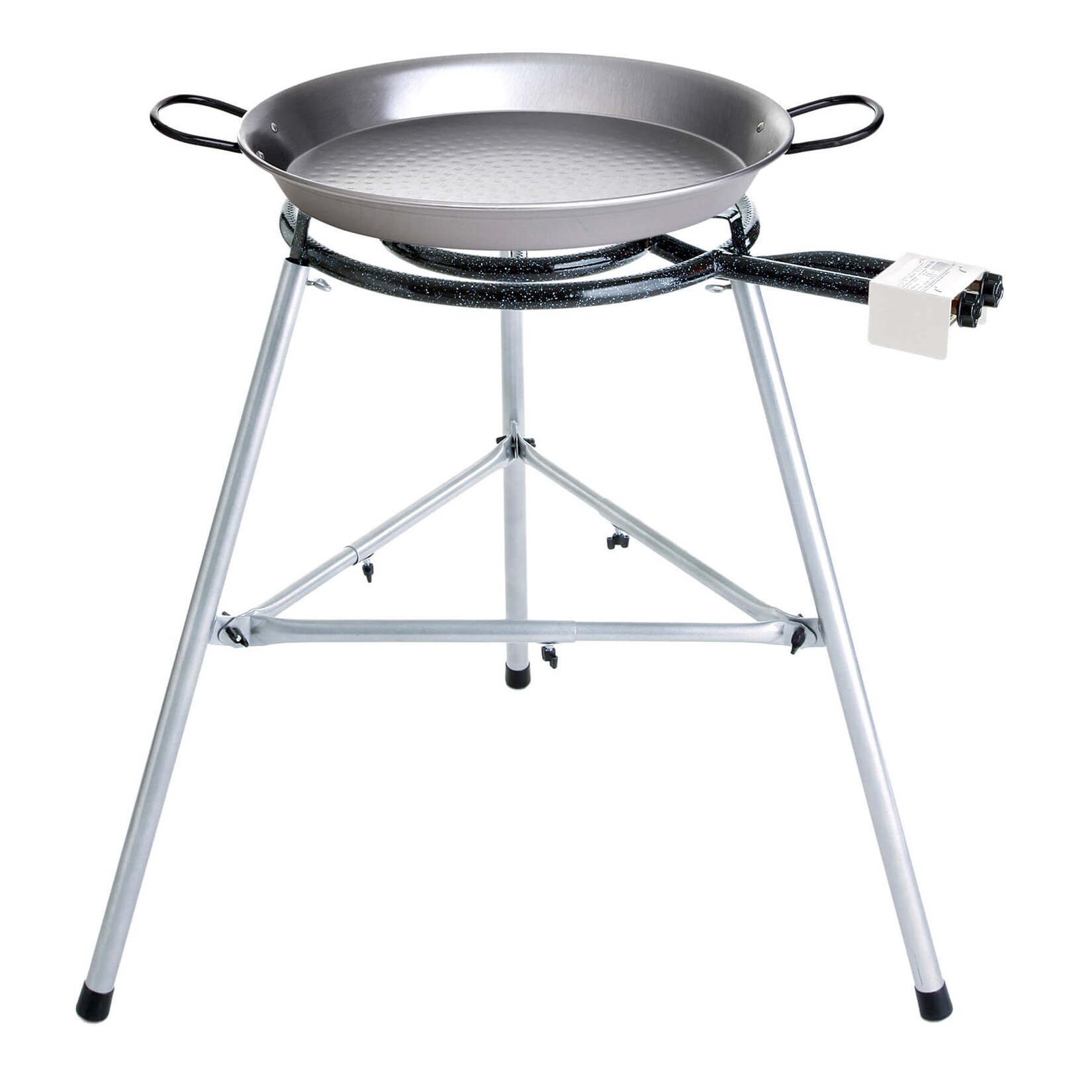 Große Paella-Pfanne 65 cm mit 2-Ring-Brenner und stabilem Dreibein-Ständer: Perfekt für Vereine und Gruppen | 04041571100412