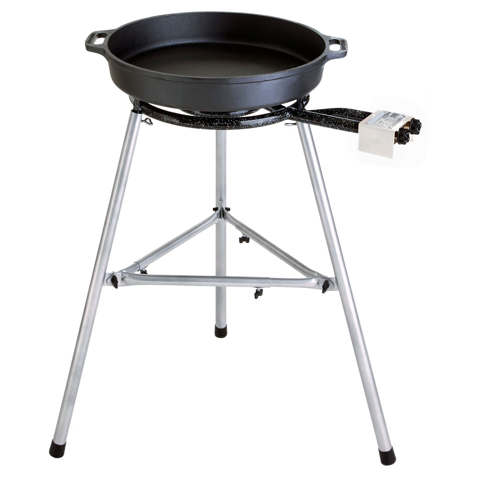Große Gusseisenpfanne Ø 60 cm mit 2-Ring-Brenner und Paella-Fibel: Perfekt für 10-40 Personen | 04041571045034