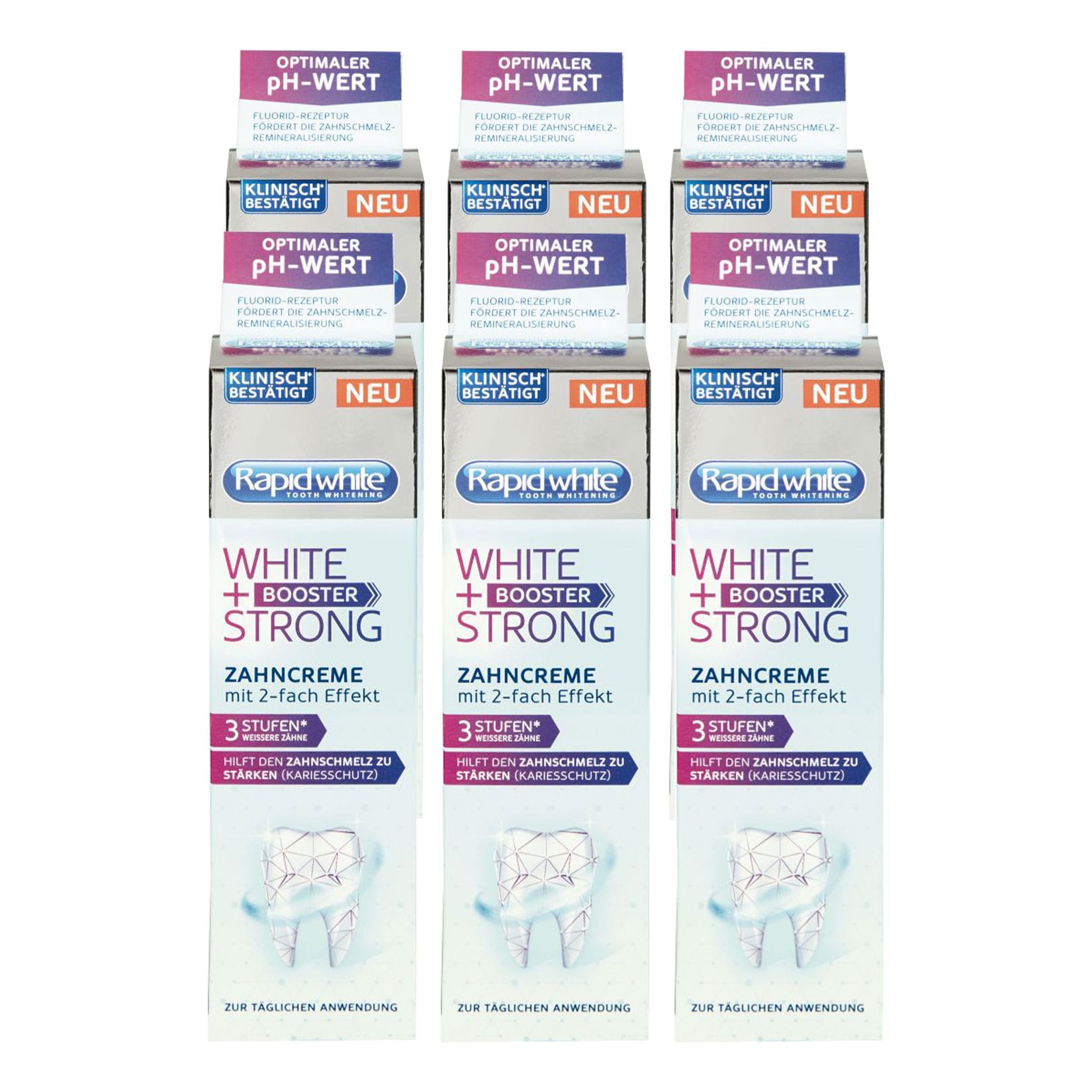 Rapid White Zahncreme White + Strong Booster 75 ml, 6er Pack - Bild 1