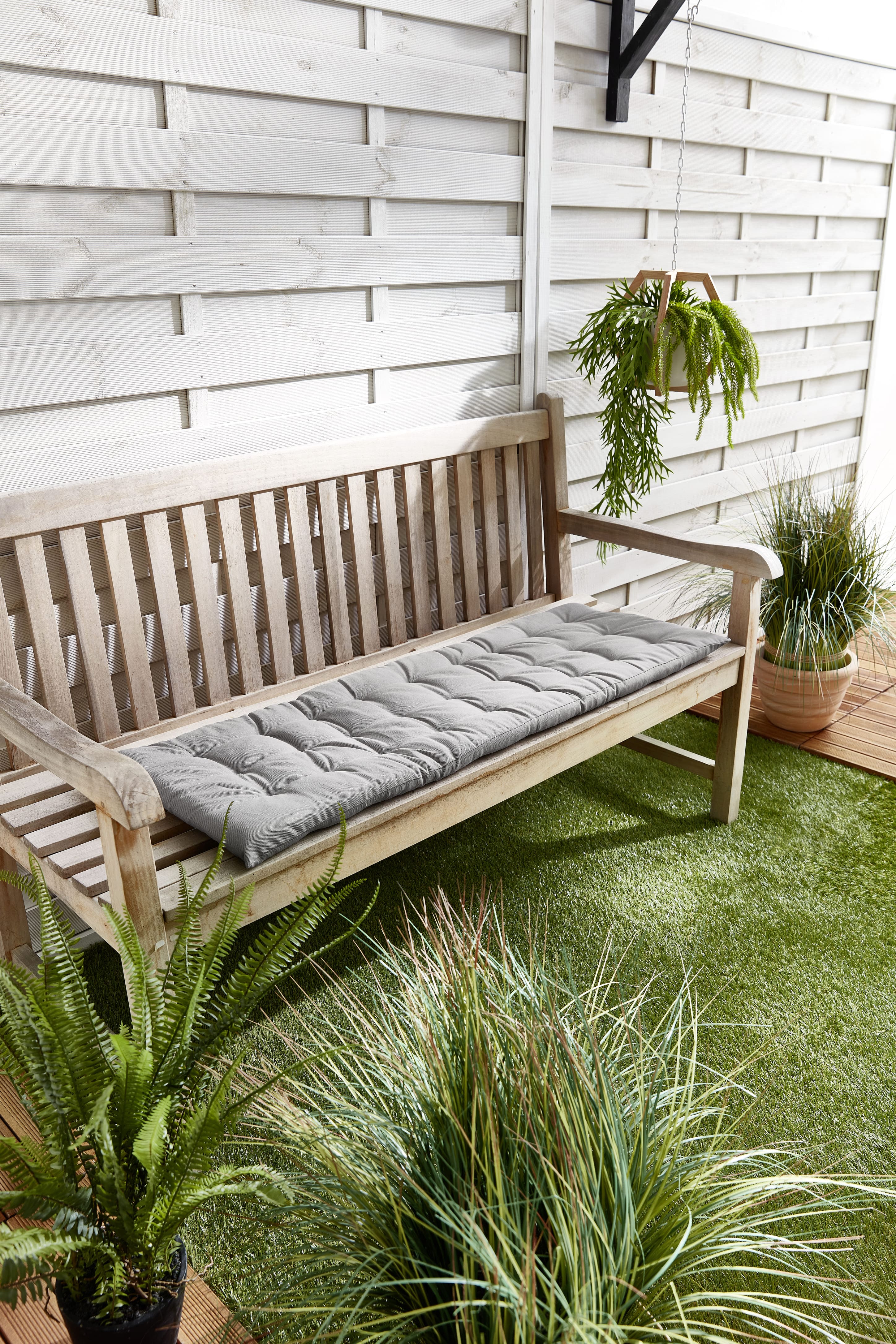 Dekor Sitzbankauflage 120 x 40 x 4 cm - Hellgrau - Bild 1