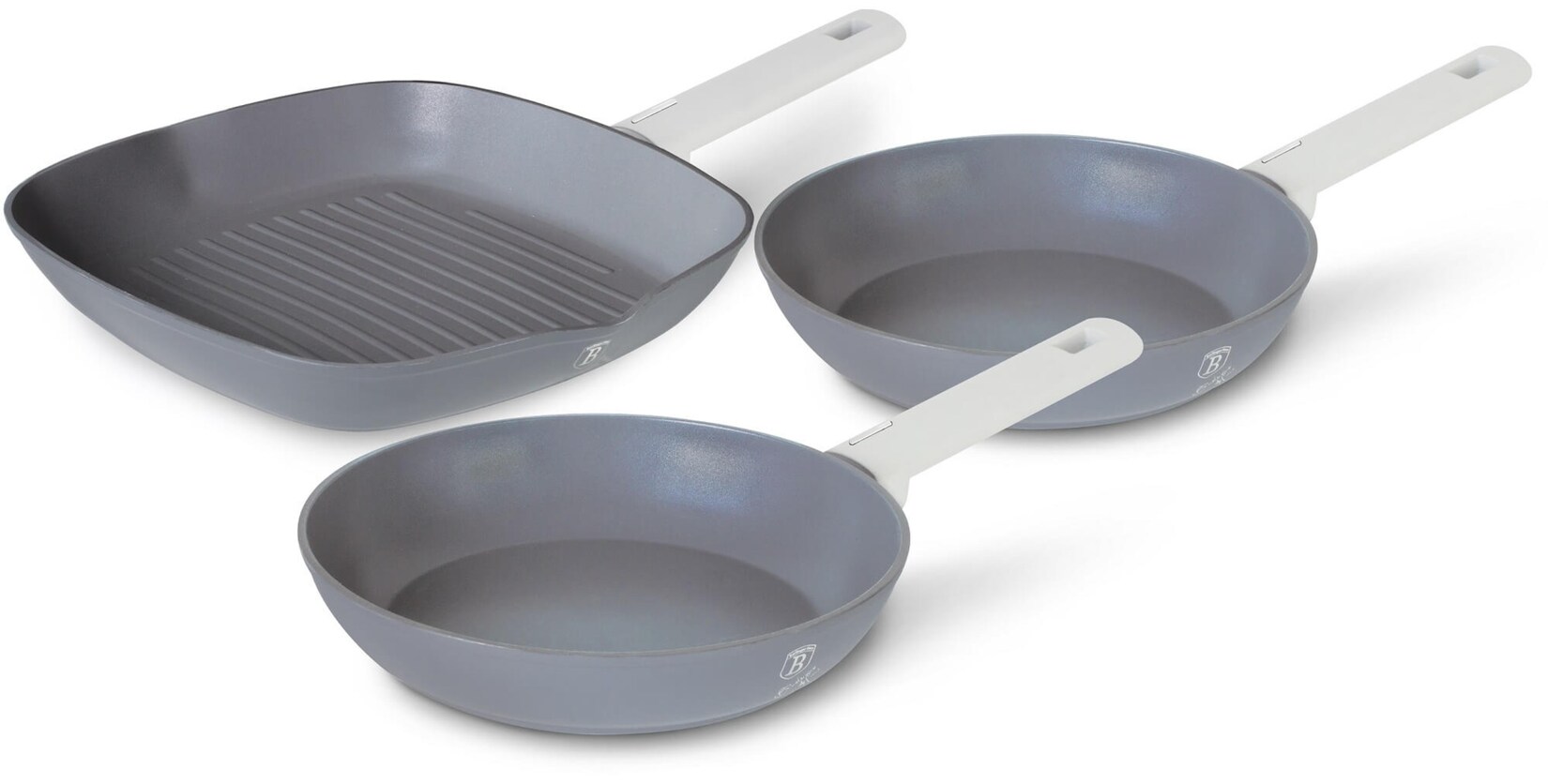 Berlinger Haus BH/7076 Aspen Collection Bratpfannen Set 3-tlg. in Grau mit Grillpfanne | 05999108430398