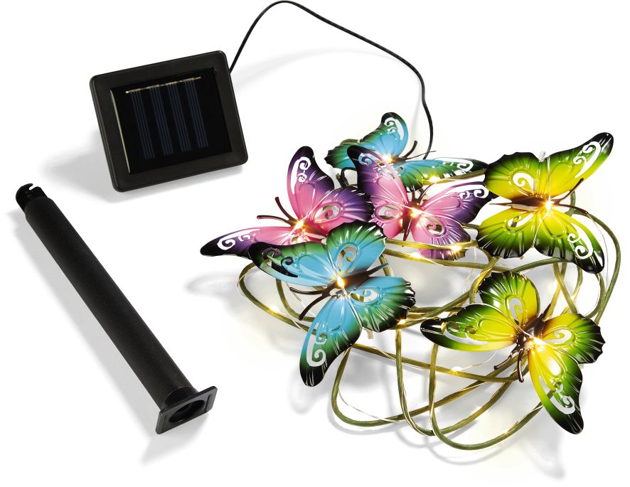 Dario LED Girlande Metall/Solar Girlande - versch. Ausf&uuml;hrungen - Schmetterling - Bild 1