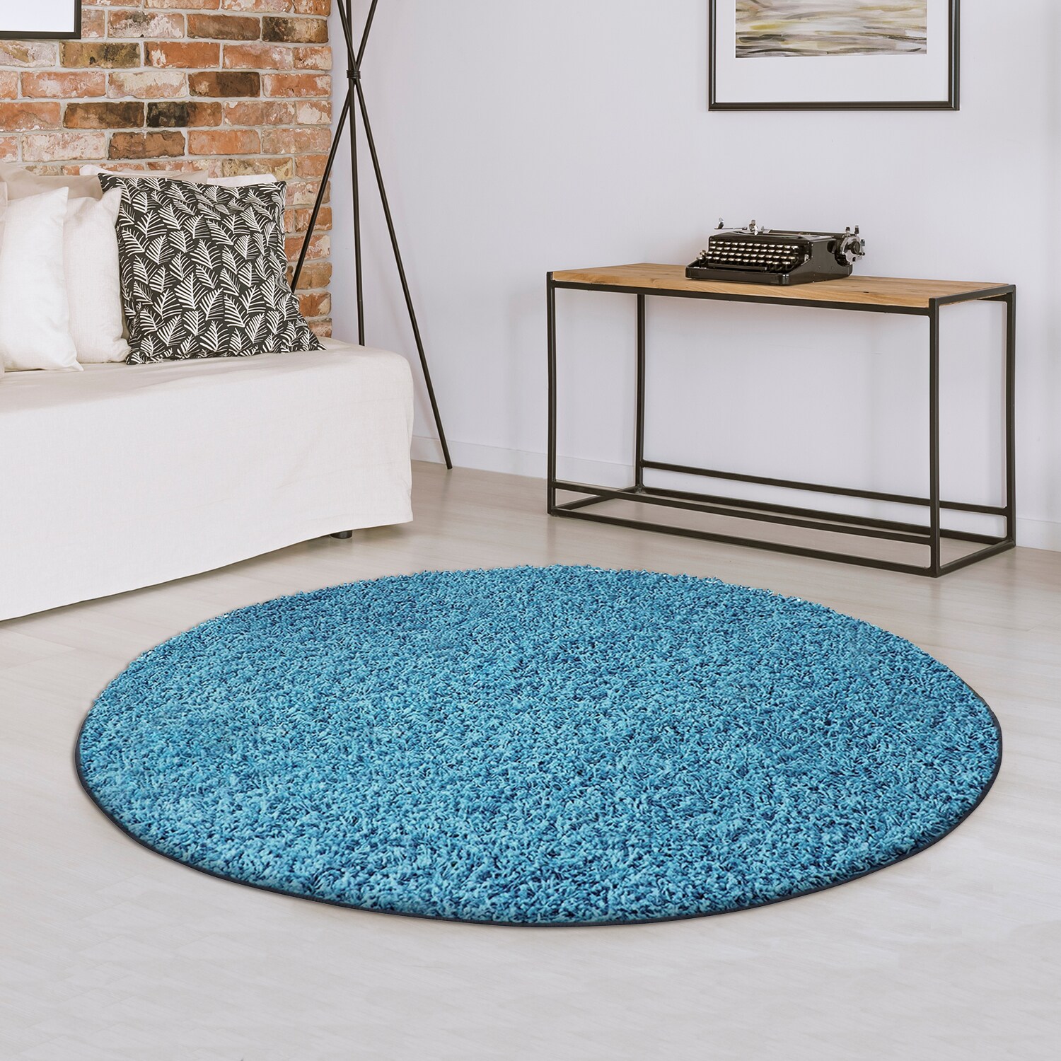 Karat Shaggy-Teppich | Barcelona | Hellblau 181 | Rund - Bild 1