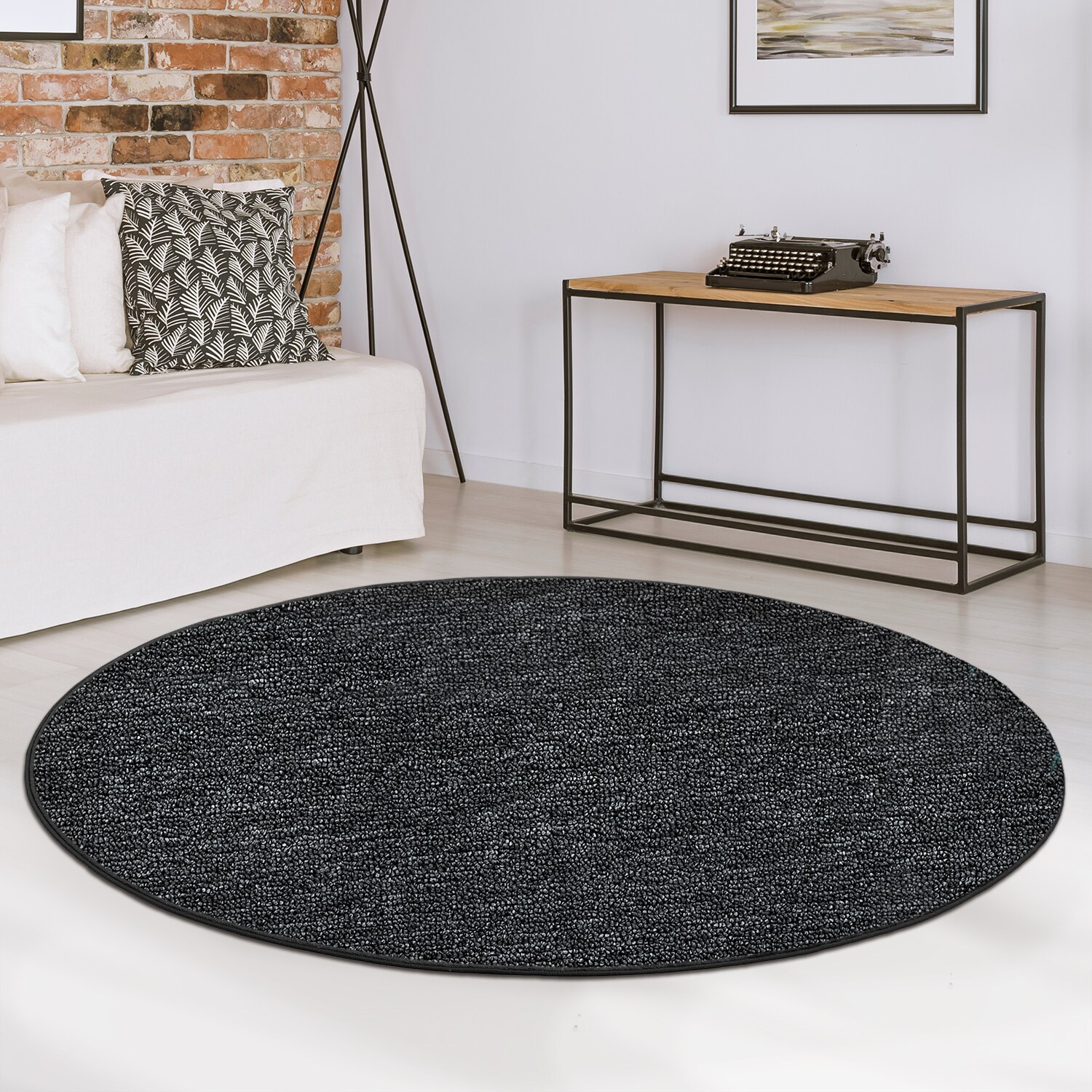 Karat Teppich London Anthrazit 77 Rund