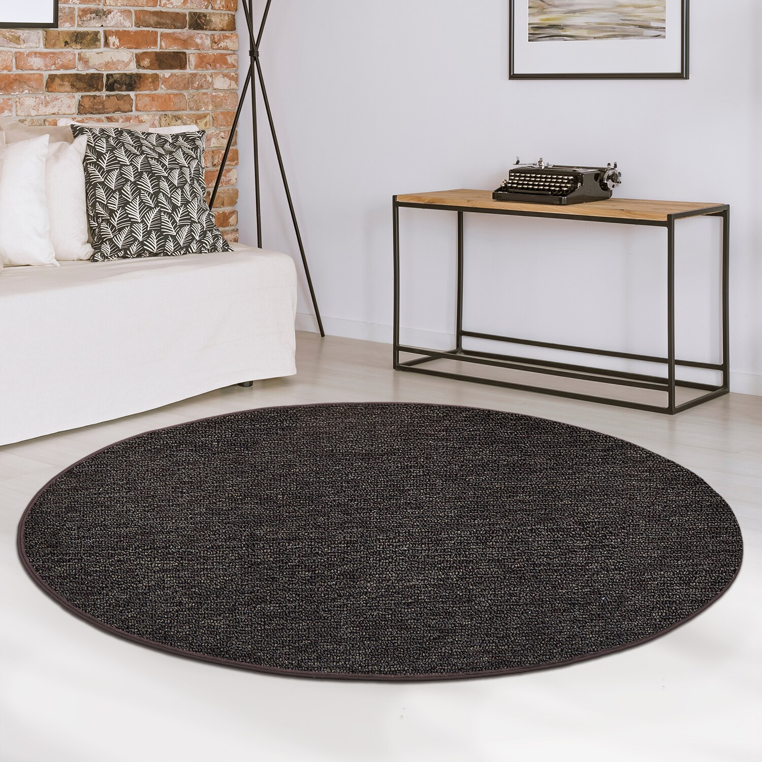 Karat Teppich London Dunkelbraun 91 Rund