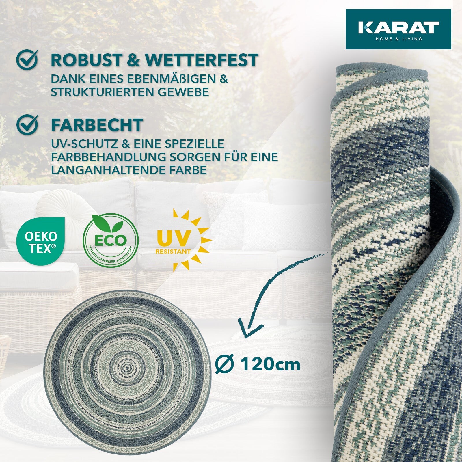 Karat Outdoorteppich Zoe Blau