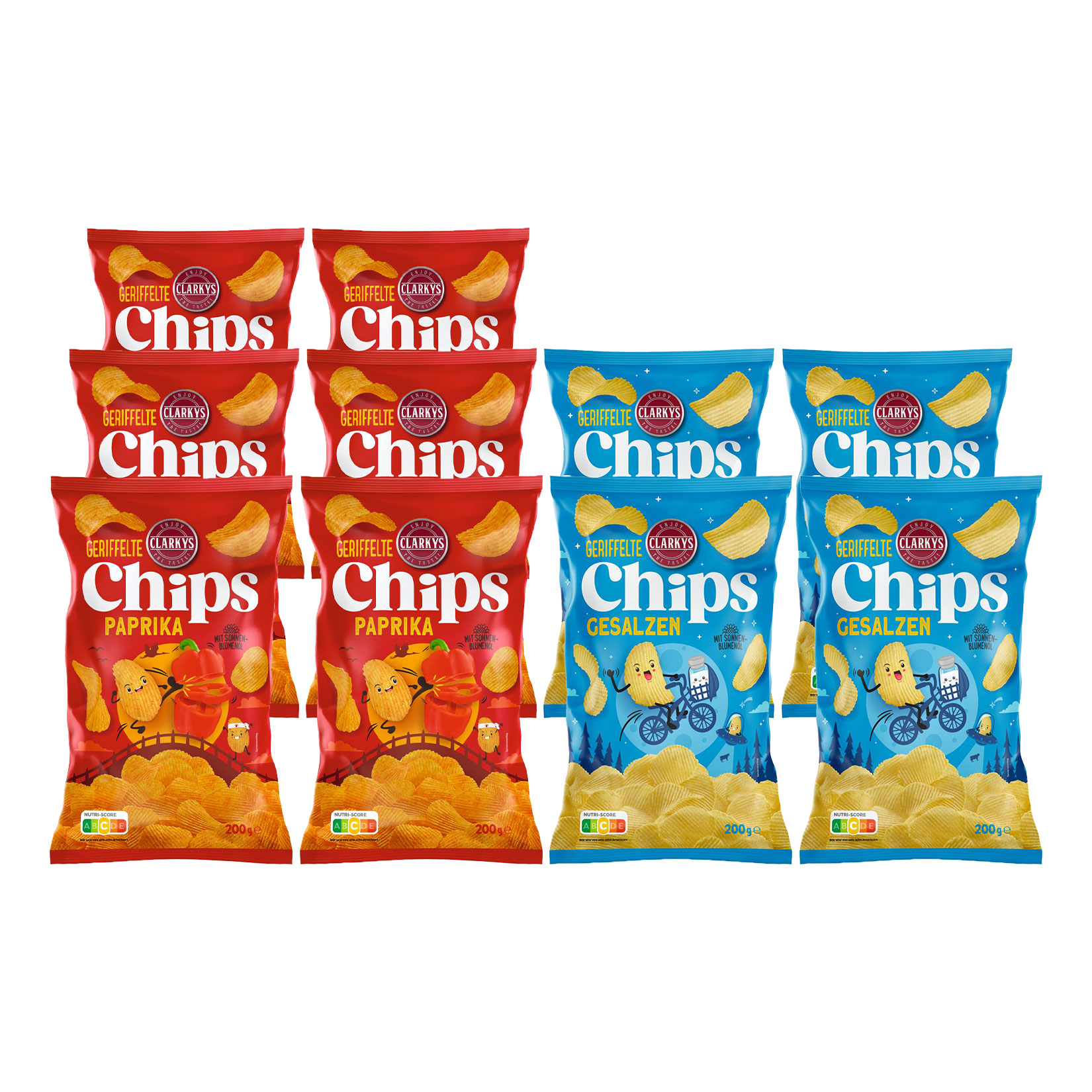 Clarkys Chips geriffelt 200 g, verschiedene Sorten, 10er Pack - Bild 1