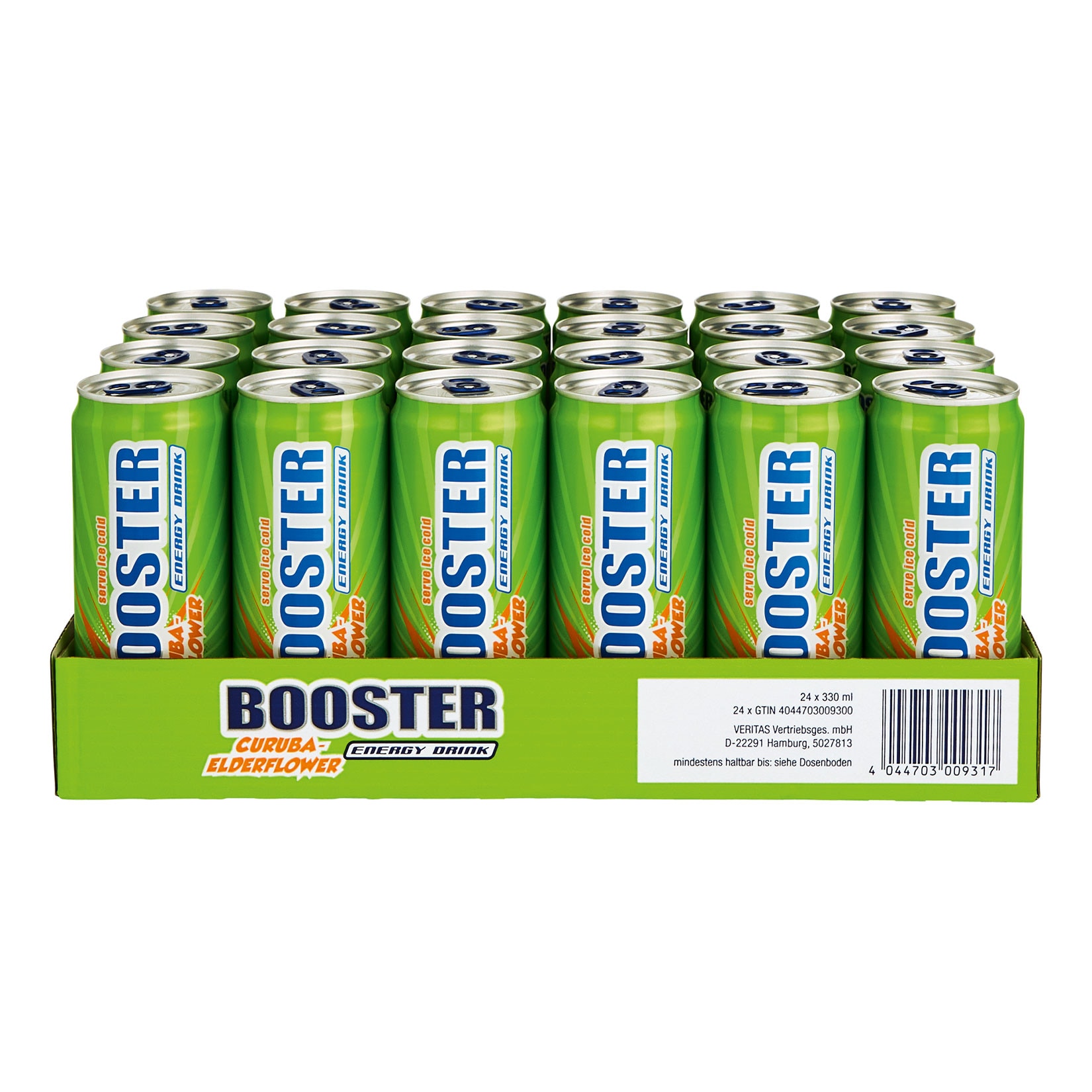 Booster Energy Drink Curuba-Elderflower 0,33 Liter Dose, 24er Pack - Bild 1