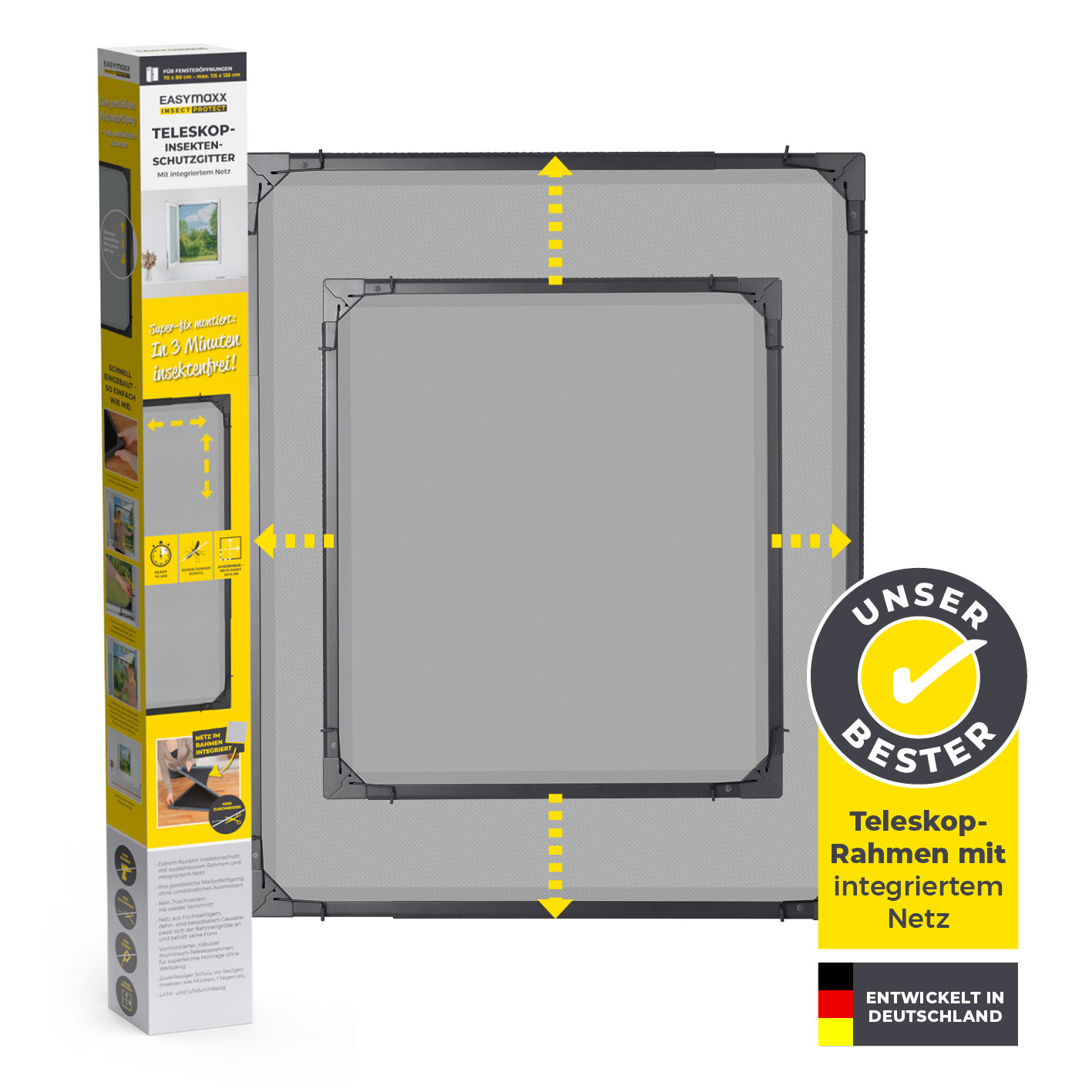 EASYmaxx Moskitonetz Magic Fit anthrazit - Bild 1