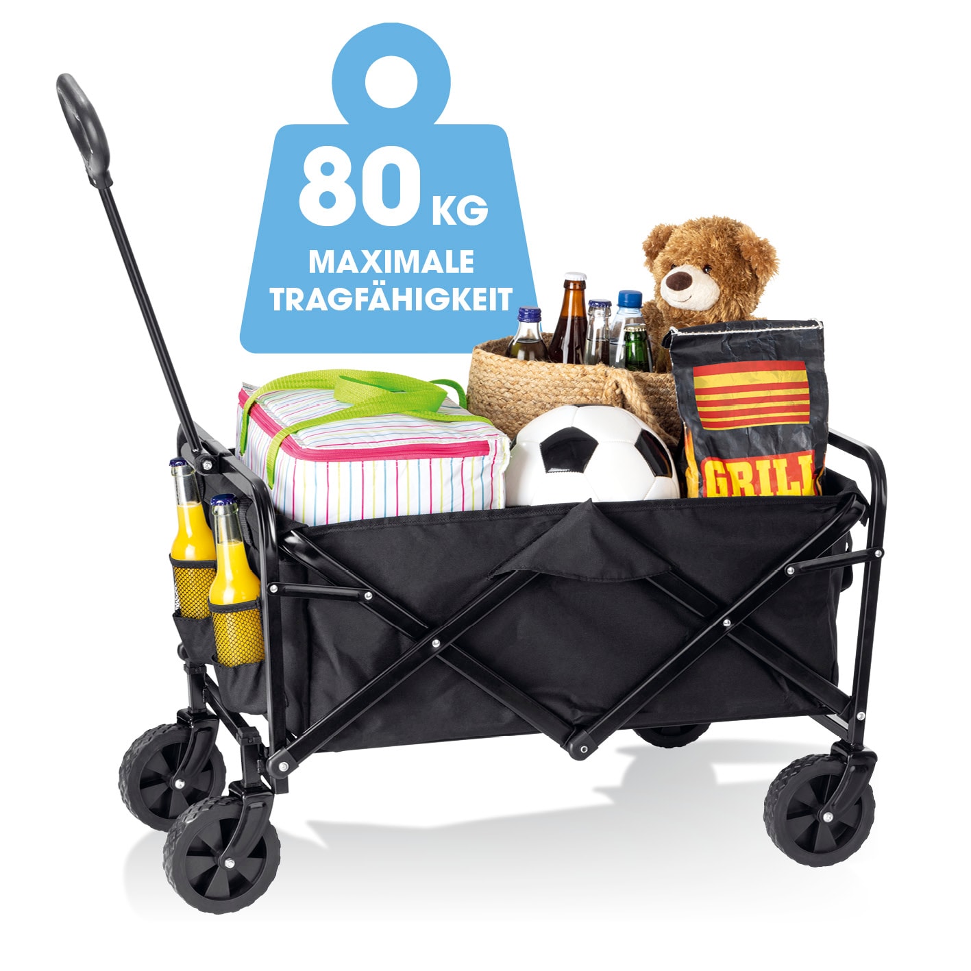 EASYmaxx Bollerwagen faltbar schwarz - Bild 1