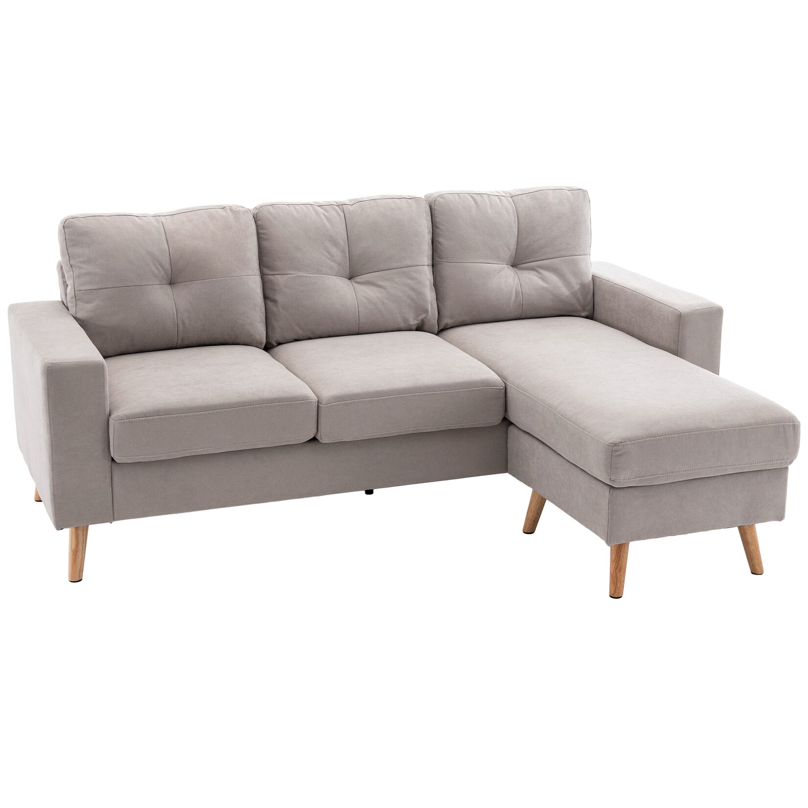 HOMCOM Ecksofa Leinen, Gummiholz | 04255633551122