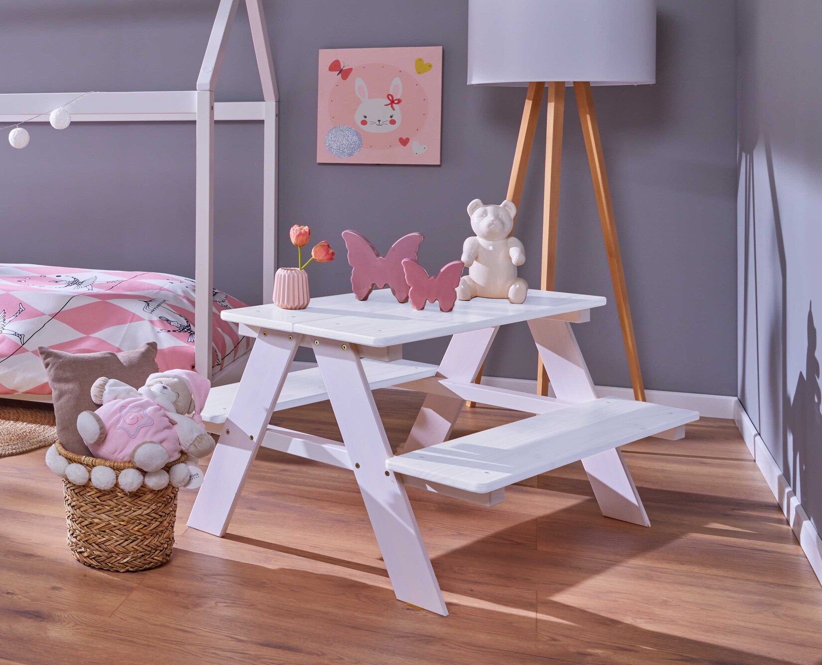Inter Link Kindersitzgruppe Henning Spieltisch mit 1 Tisch und 2 Bänke – Weiß | 04010340275019