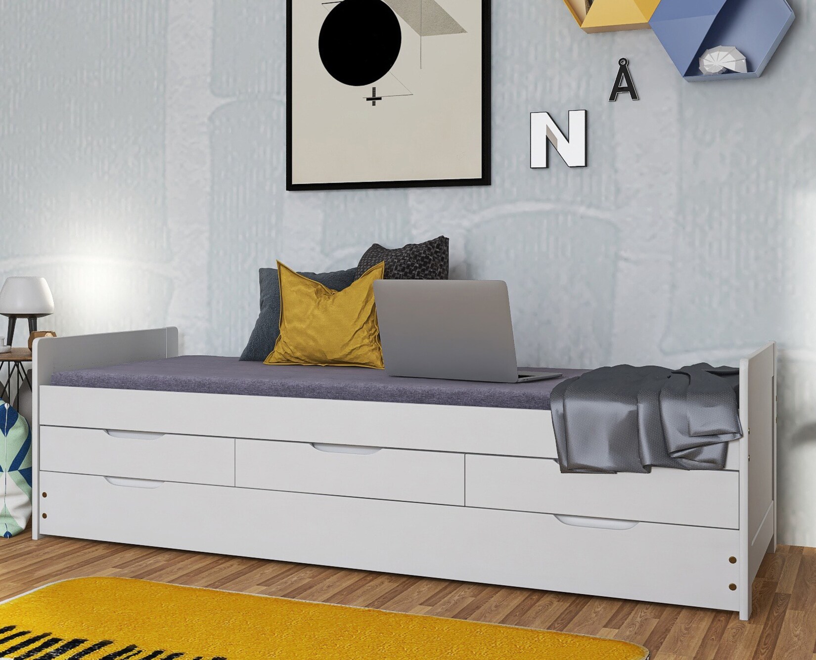 Inter Link Kinderbett Gästebett Desert Rain 90×200 cm inkl. Lattenrost – Kiefer Massivholz | 04010340402453