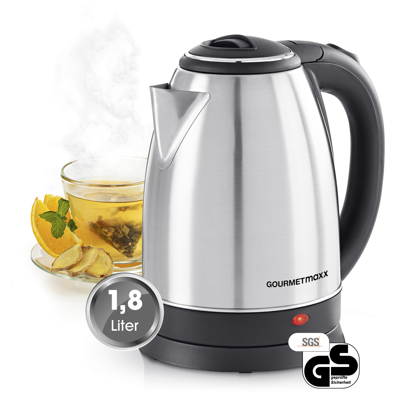GOURMETmaxx Wasserkocher 1,8l 1500W Edelstahl - Bild 1