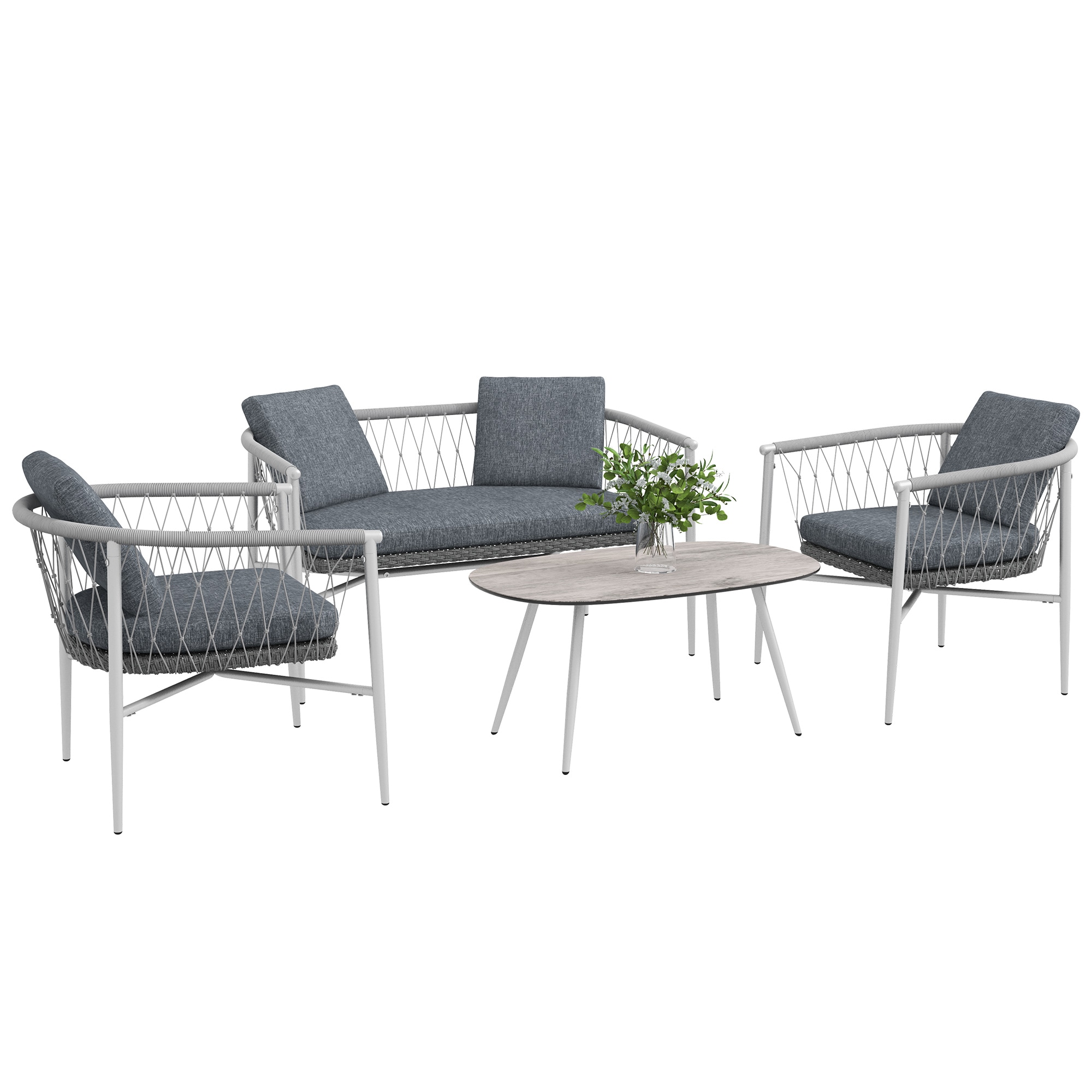 Outsunny Rattan Gartenm&ouml;bel-Set PE Rattan, Polyester - Bild 1